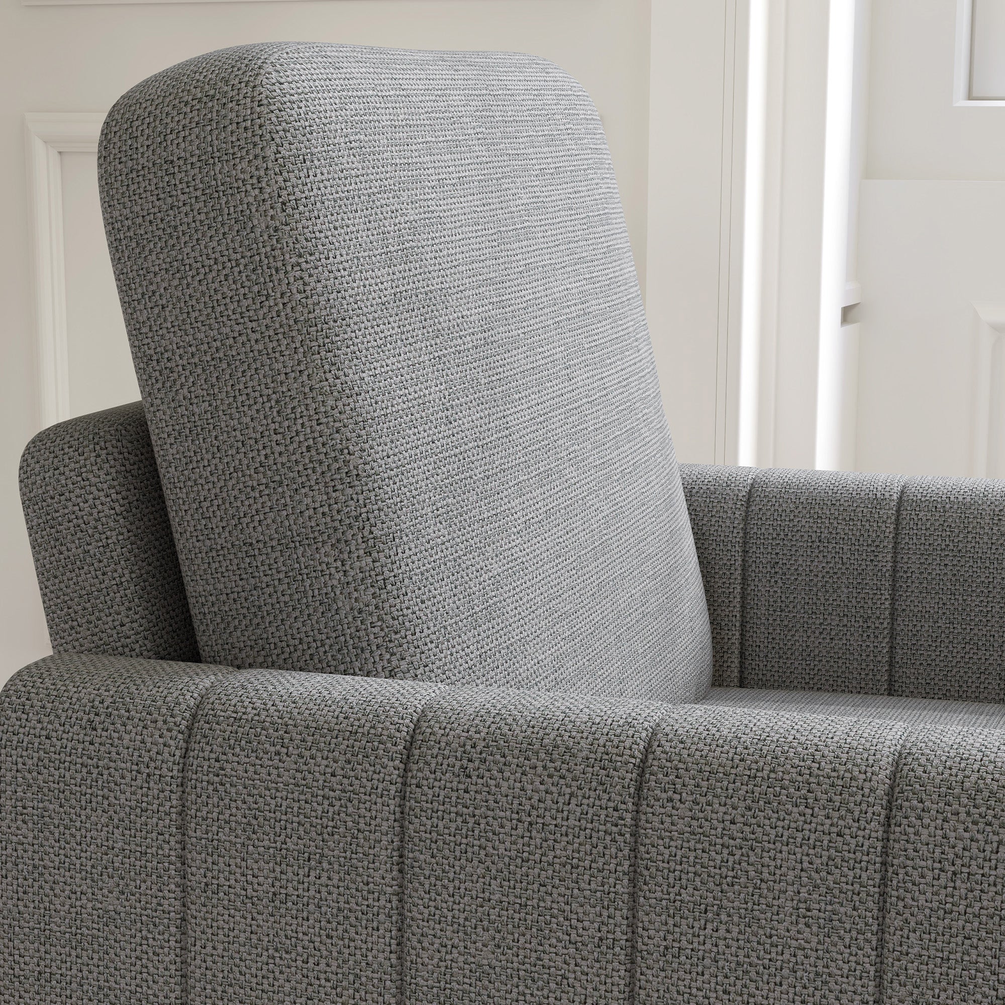 HOMCOM Modern Boxy Linen-Look Armchair - Light Grey