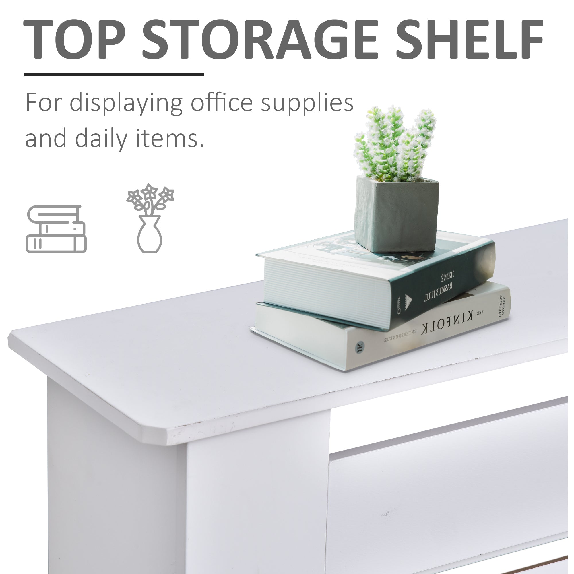 HOMCOM MDF Extendable Radiator Cover Cabinet Shelving Home Office Slatted Design White 139-208.5L x 20.5W x 82.5H cm - North Peak Garden Furniture