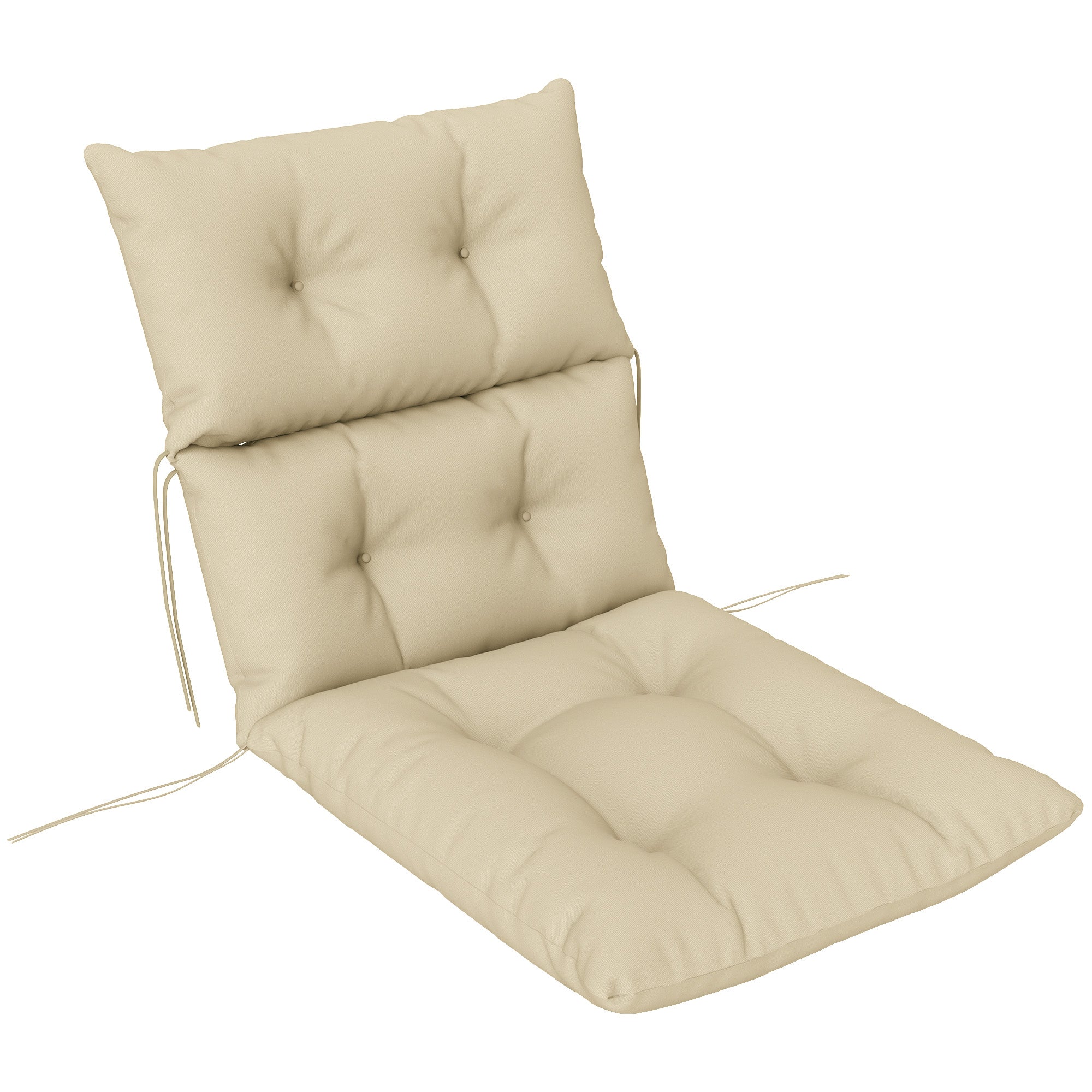 Outsunny Tufted Adirondack Chair Cushion, Thick Garden Seat Cushion Pad with Backrest, Rocking Chair Cushion with Ties for Outdoor and Indoor Use, Beige - North Peak Garden Furniture