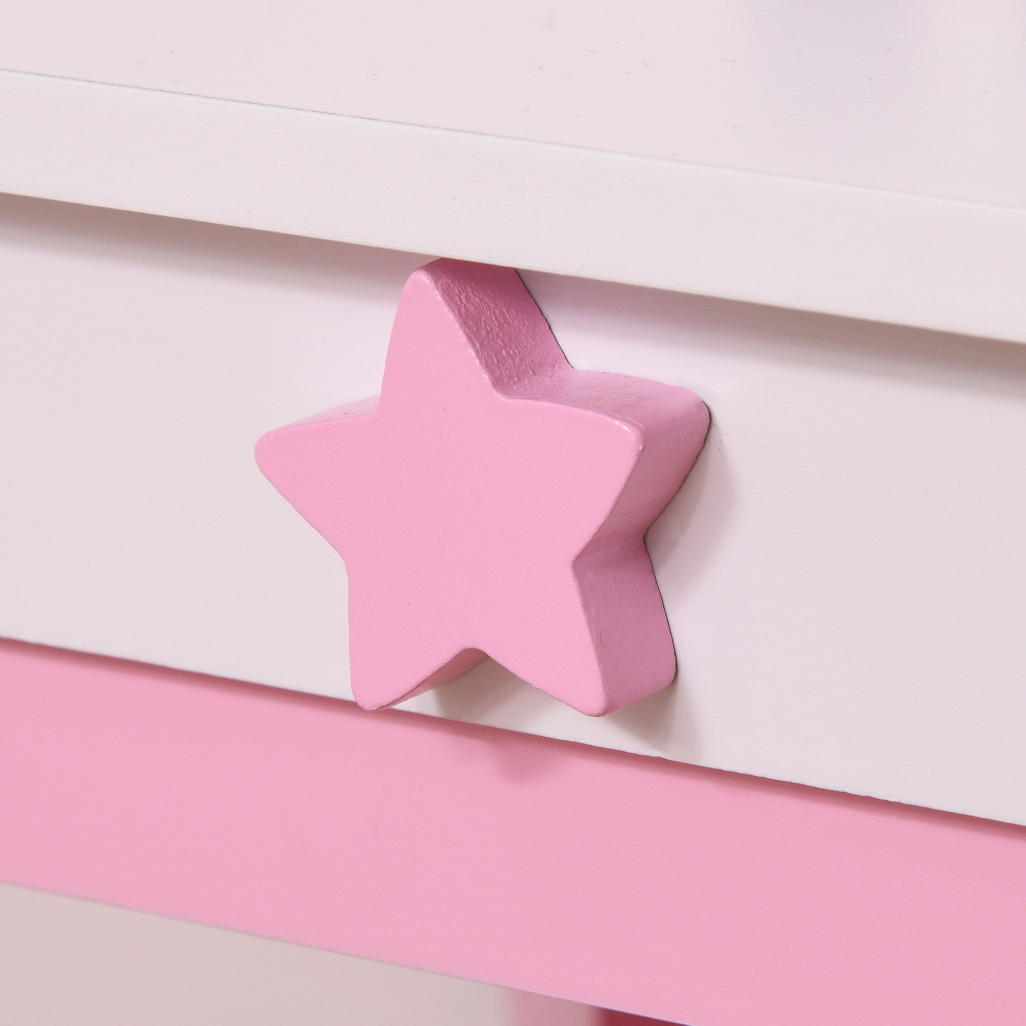 HOMCOM Kids Dressing Table with Mirror, Stool, Pink - North Peak Garden Furniture