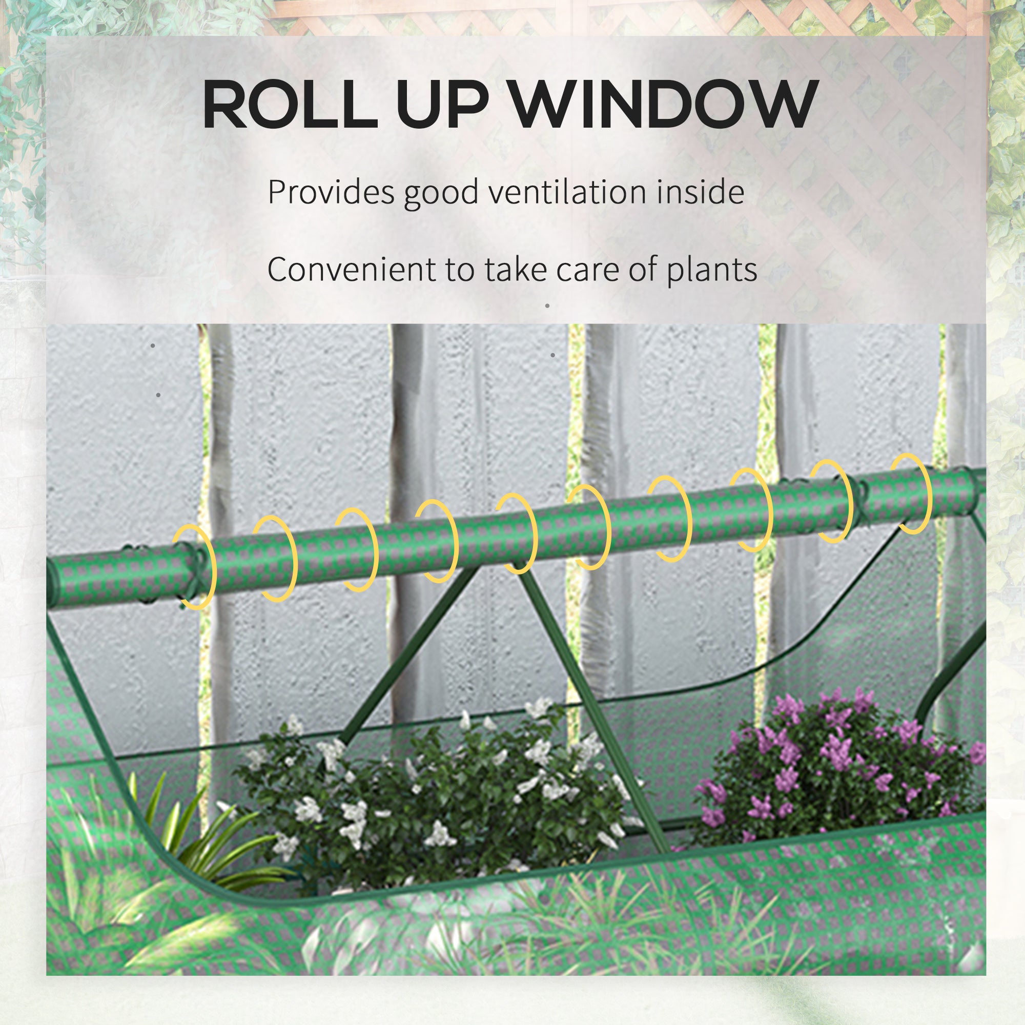 Outsunny Raised Garden Bed with Greenhouse, Steel Planter Box with Plastic Cover, Roll Up Window, Dual Use for Flowers, Vegetables, Fruits and Herbs, 185L x 95W x 92H cm, Green - North Peak Garden Furniture
