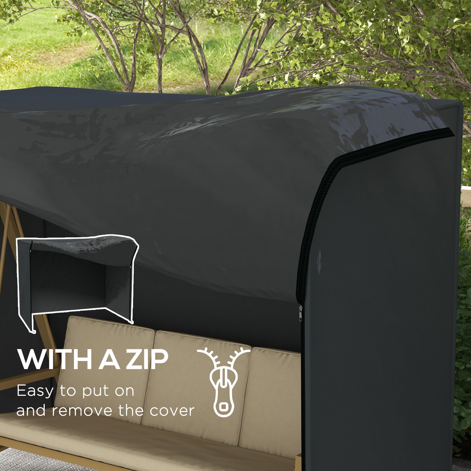 Outsunny 220 x 125cm Three- Seater Swing Chair Weatherproof Cover - North Peak Garden Furniture