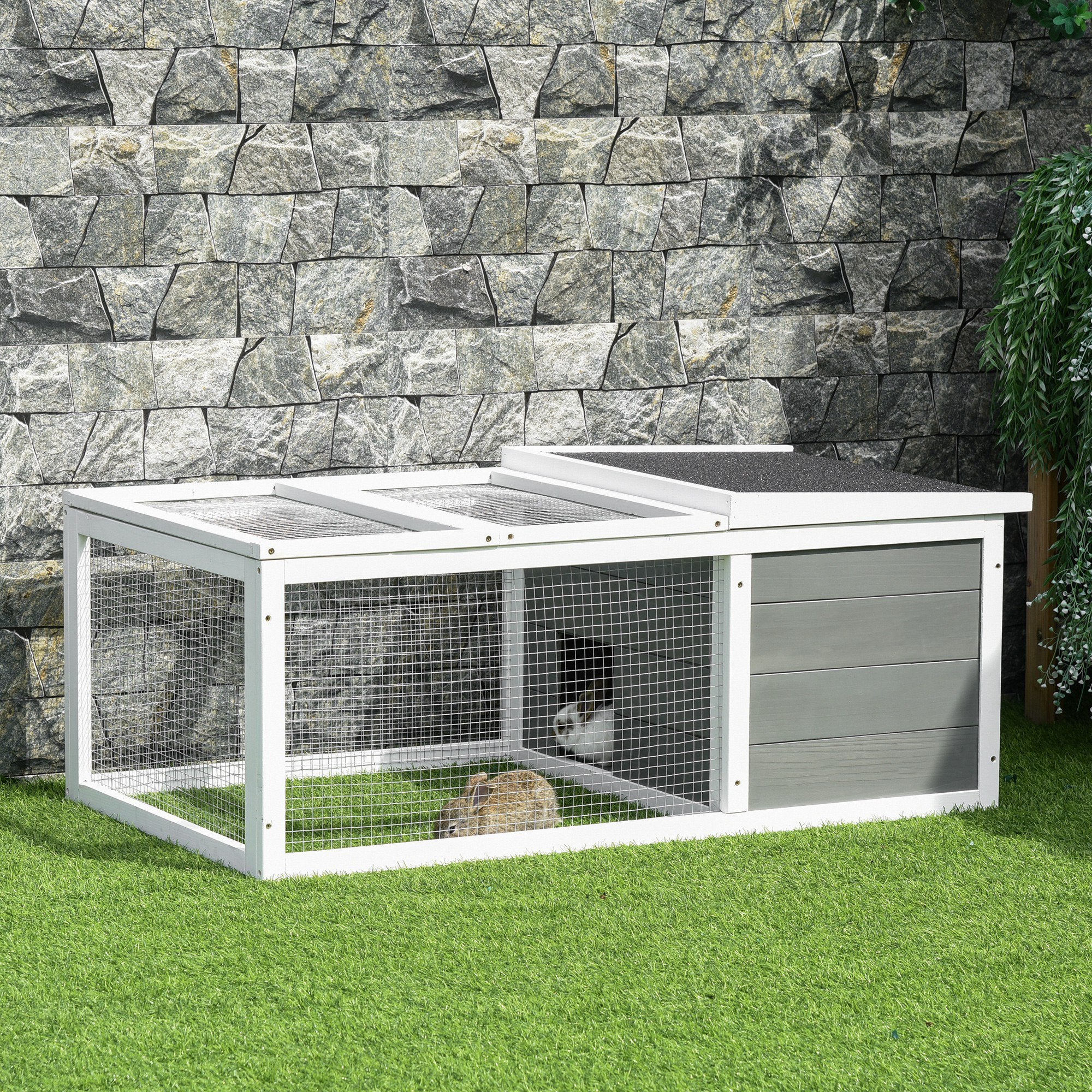 PawHut Guinea Pigs Hutches Small Guinea Pigs Hutches Pet Run Cover, with Water-resistant Asphalt Roof - North Peak Garden Furniture