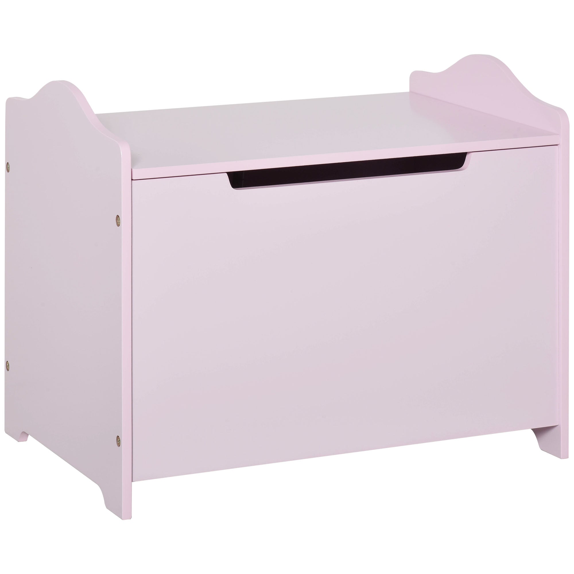 HOMCOM Wooden Kids Toy Box Children Storage Organizer Chest Safety Hinge Playroom Furniture Pink