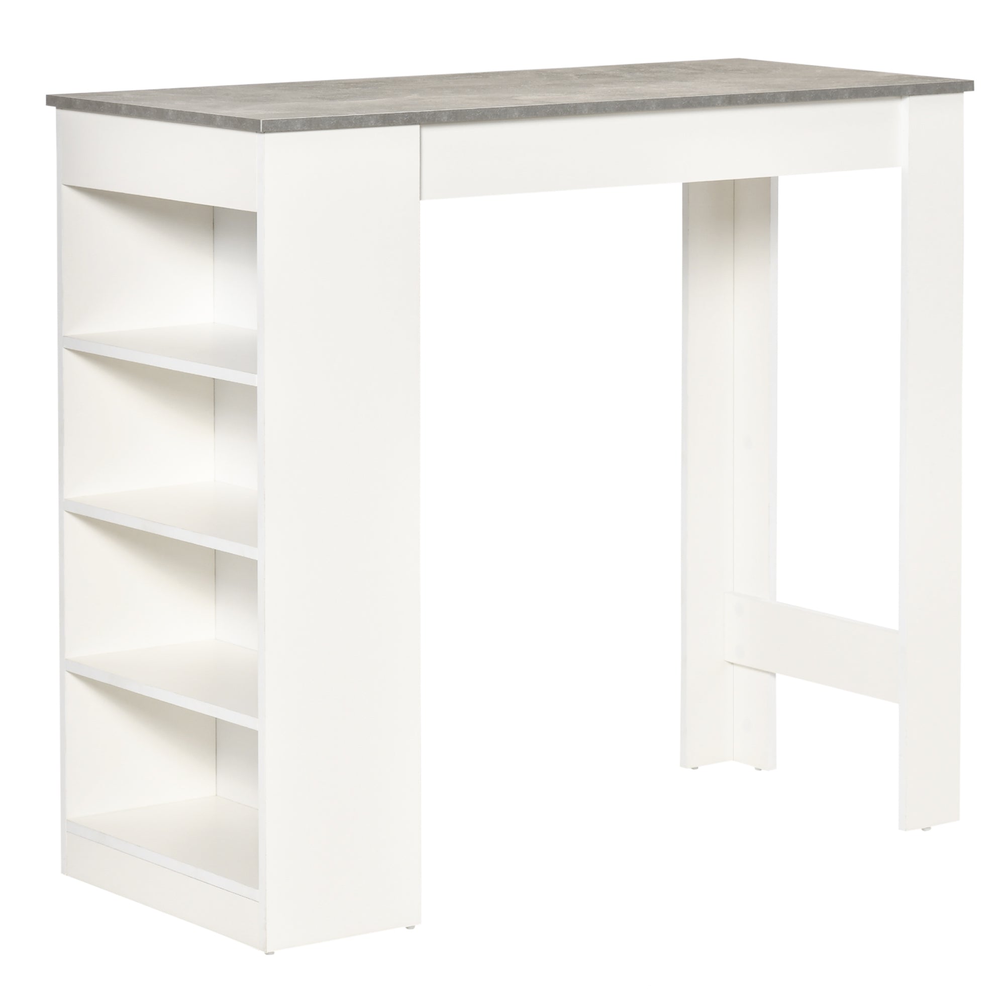 HOMCOM Bar Table Coffee Table Kitchen Dining Table with 4-Tier Storage Shelf for Kitchen, Dining Room, Living Room, Grey - North Peak Garden Furniture
