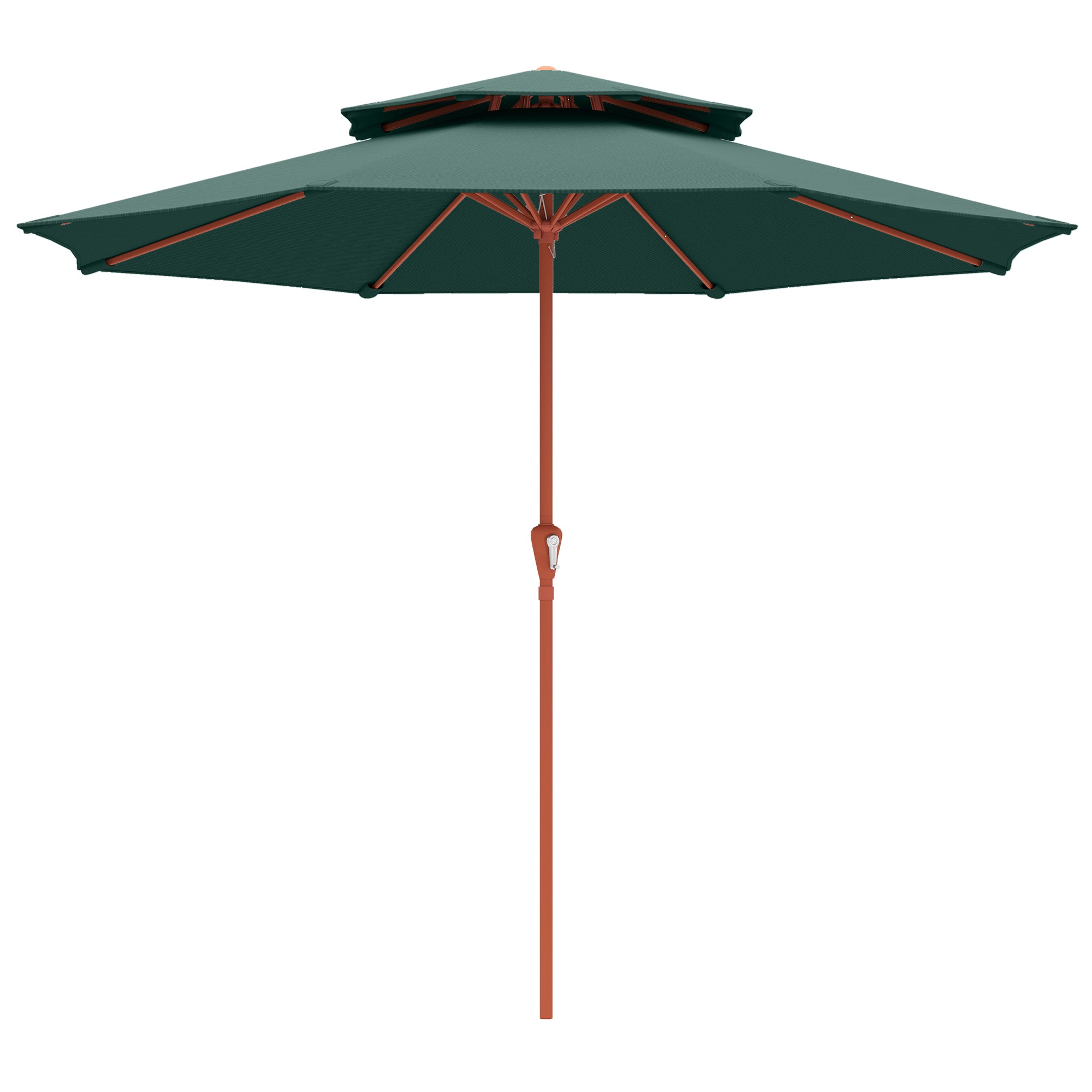 Outsunny 2.7 m Garden Parasol with Double Top Outdoor Market Table Umbrella with Crank System, Green