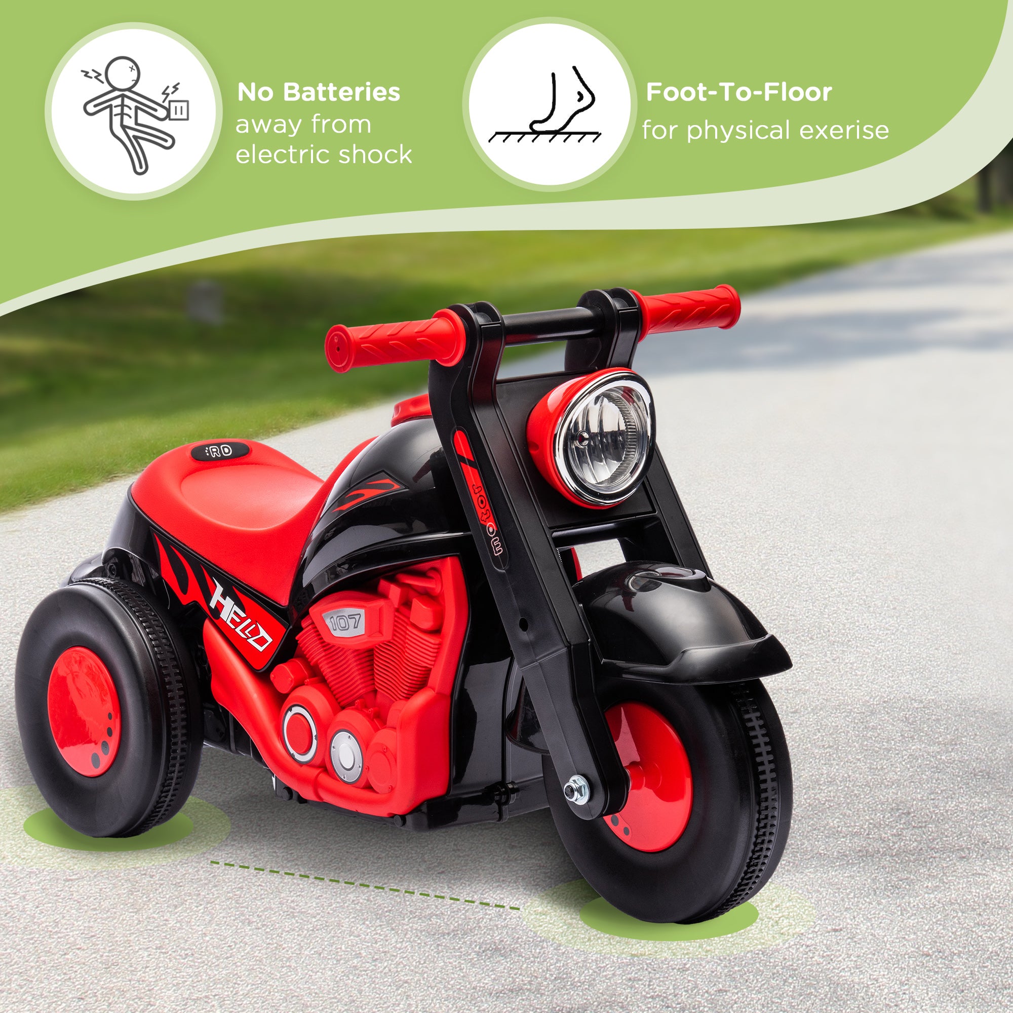 AIYAPLAY Foot To Floor Sliding Kids Ride On Car with Music, Bubble, for Toddler from 2 to 5 Years Old - Black - North Peak Garden Furniture