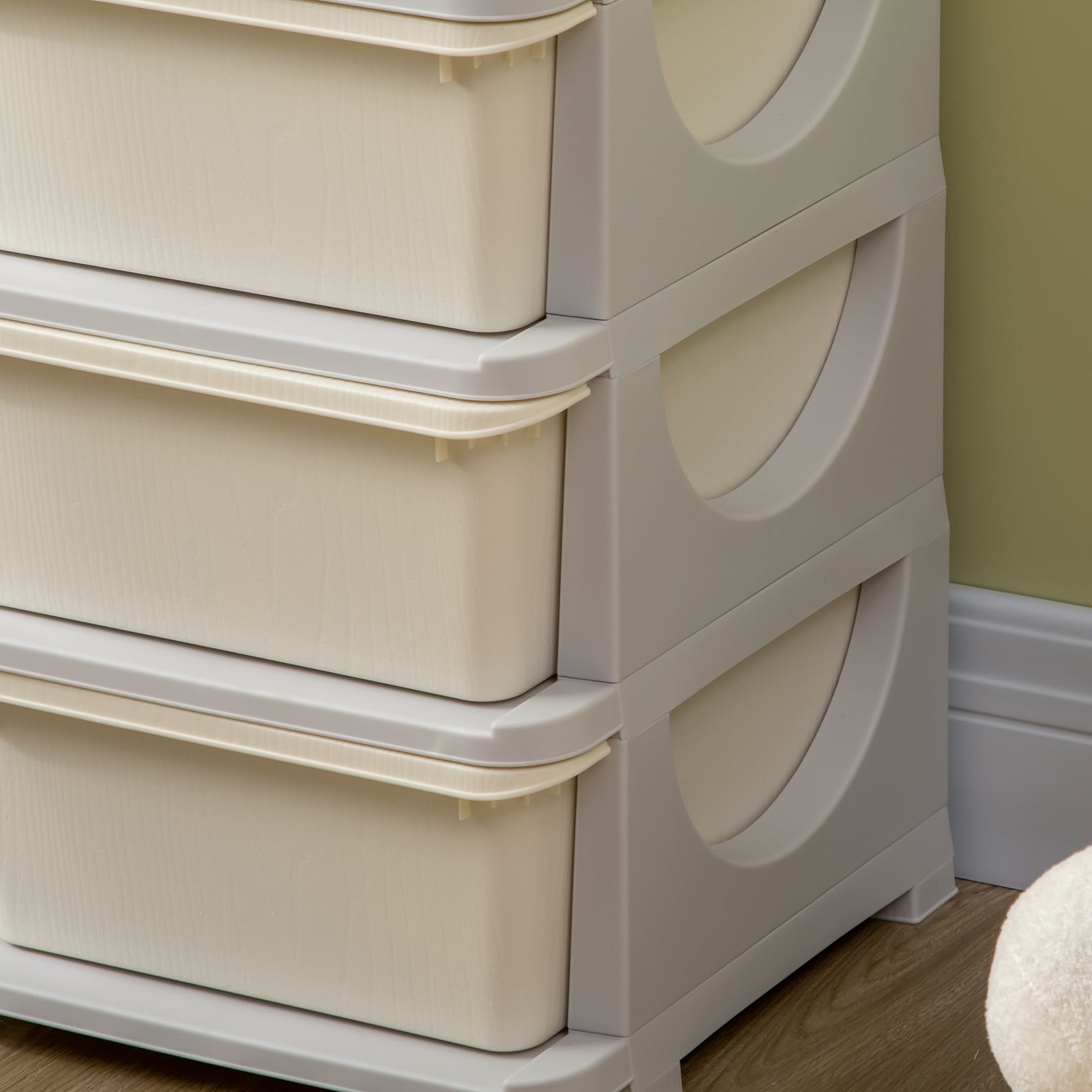 HOMCOM Kids Storage Unit, with Six Drawers - Cream - North Peak Garden Furniture