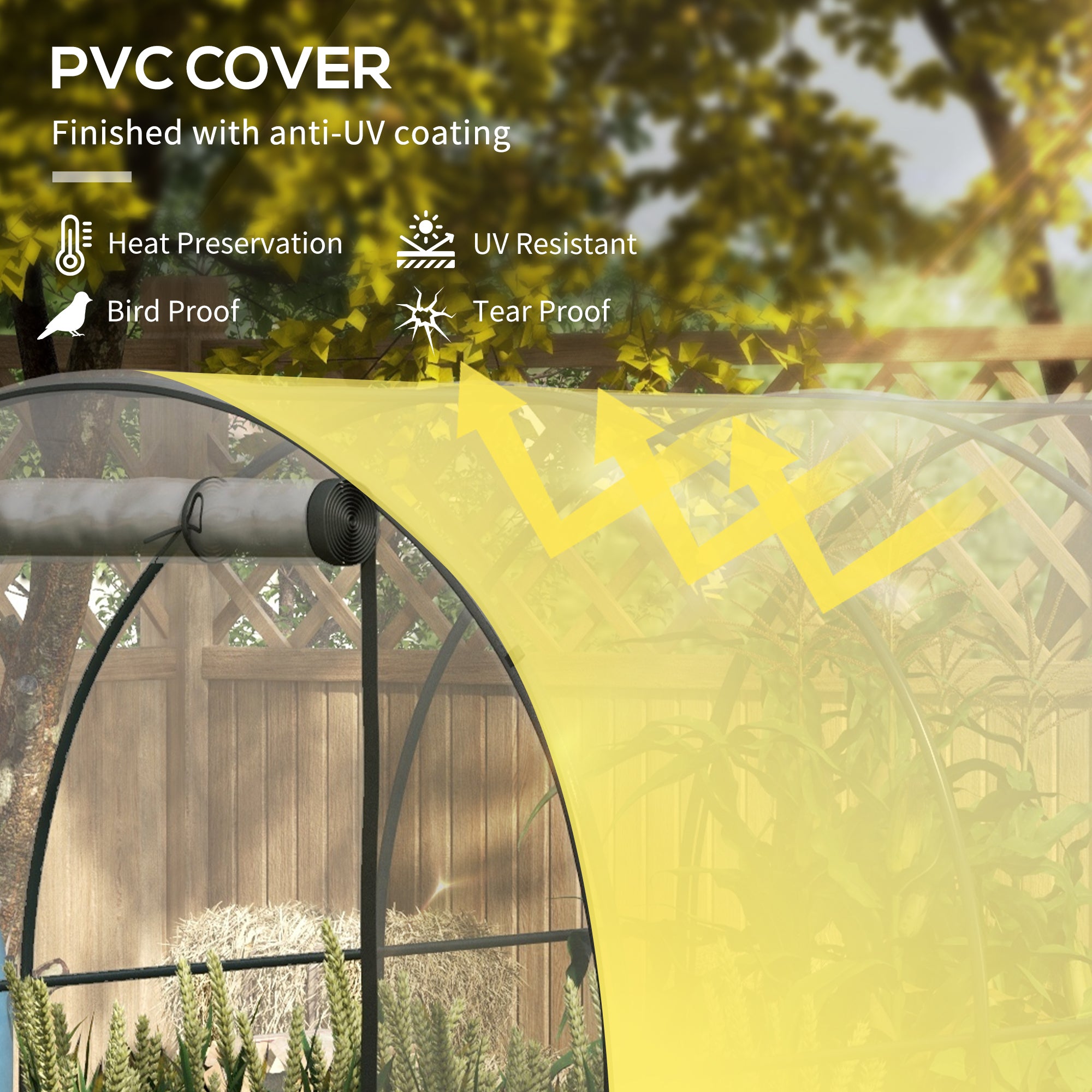 Outsunny Polytunnel Greenhouse Walk-in Grow House with Plasric Cover, Door, Mesh Window and Steel Frame, 3 x 2 x 2m, Clear - North Peak Garden Furniture