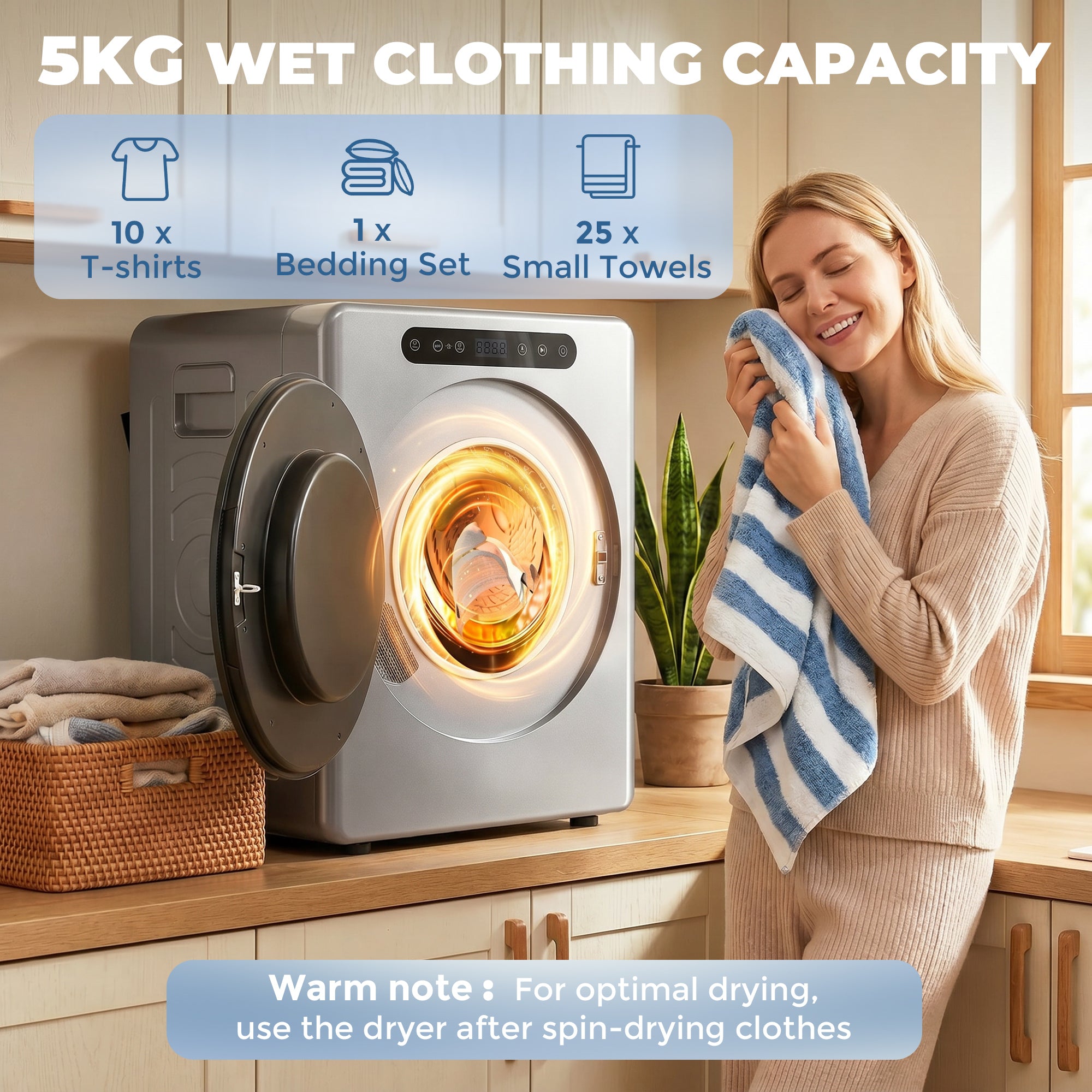 HOMCOM 5 kg Compact 40-60℃  Tumble Dryer - Silver Tone