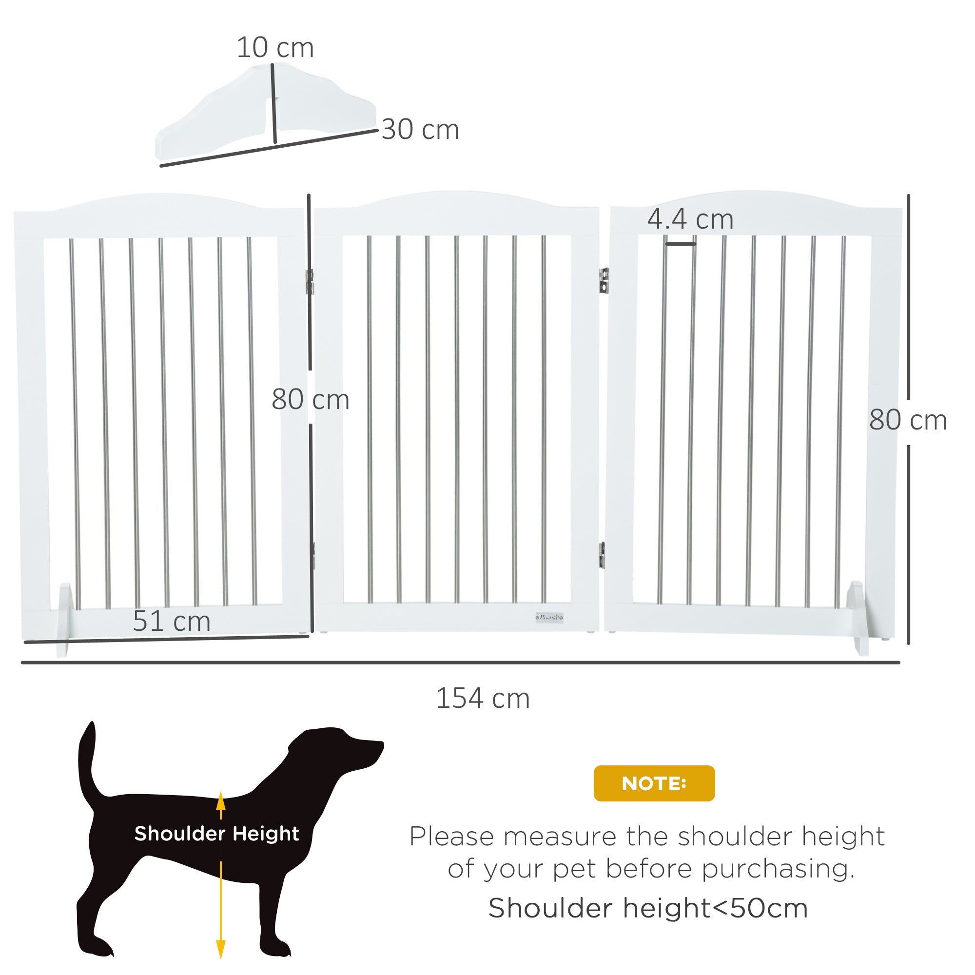 PawHut Foldable Dog Gate, Freestanding Pet Gate, with Two Support Feet, for Staircases, Hallways, Doorways - White - North Peak Garden Furniture
