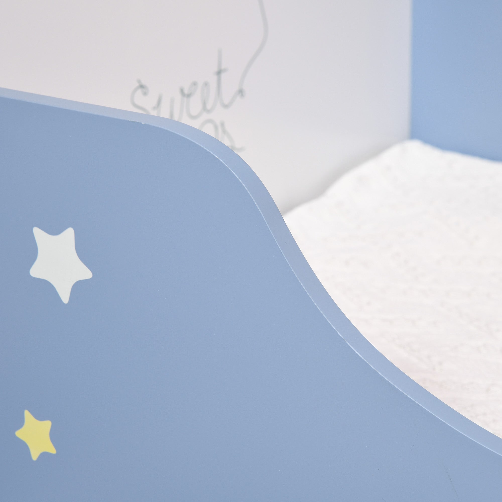 HOMCOM Toddler Bed Frame, Kids Bedroom Furniture for Boys Girls with Safe Guardrails, Low Junior Blue - North Peak Garden Furniture