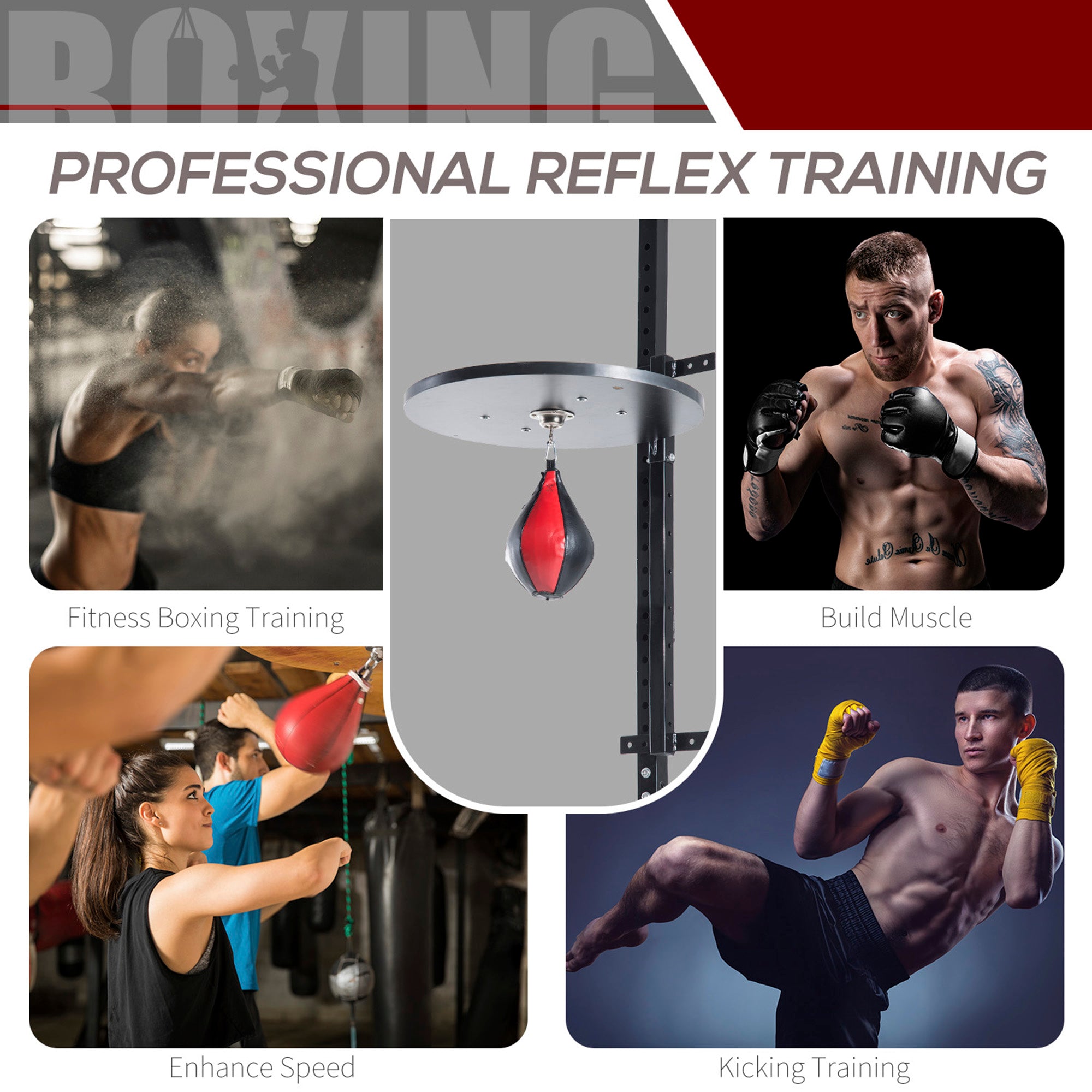 HOMCOM Speedball Platform Punch Bag Frame Swivel Bracket MMA Exercise Training Workout w/Ball - North Peak Garden Furniture