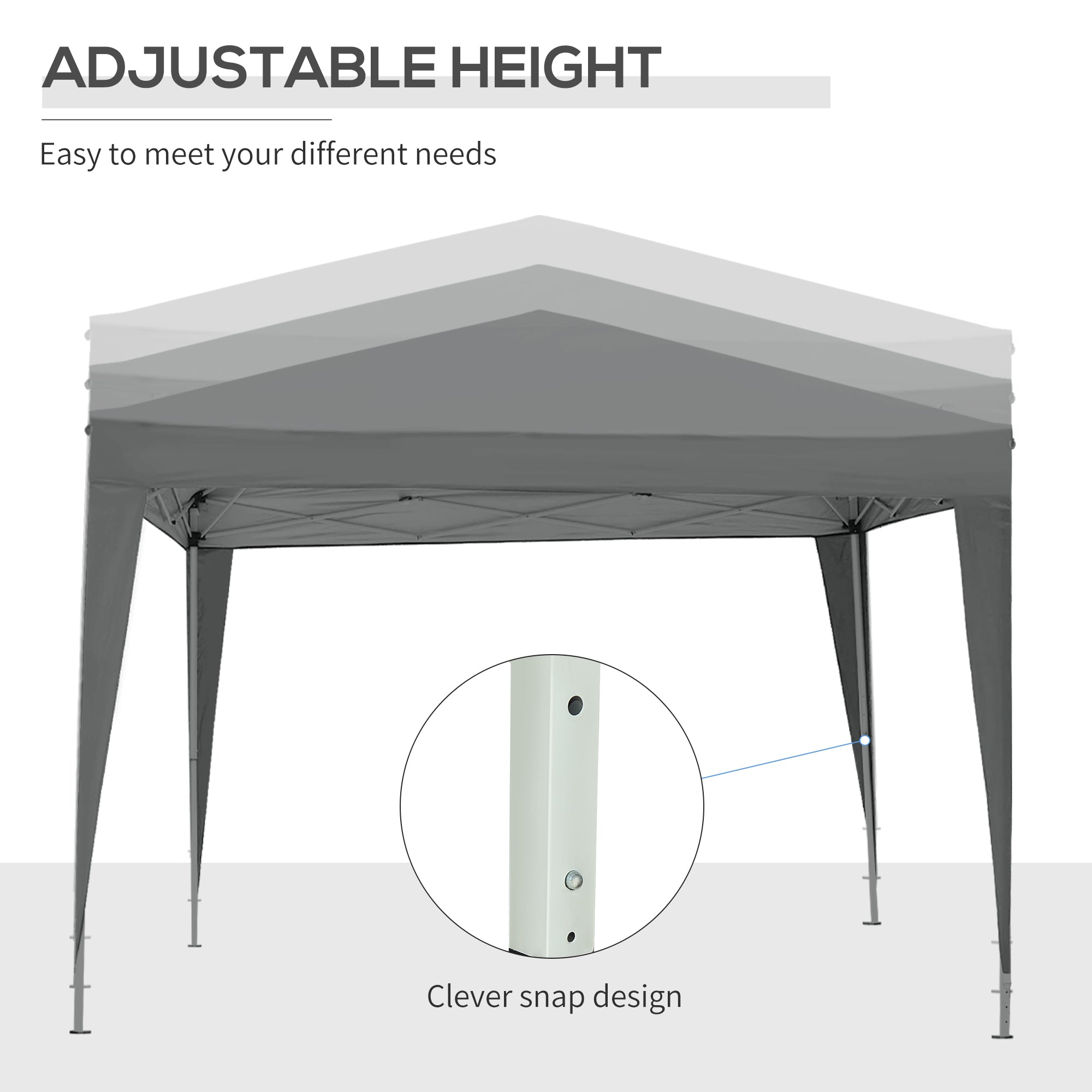Outsunny 3 x 3 Meters Pop Up Water Resistant Gazebo Wedding Camping Party Tent Canopy Marquee with Carry Bag and 2 Windows, Grey - North Peak Garden Furniture