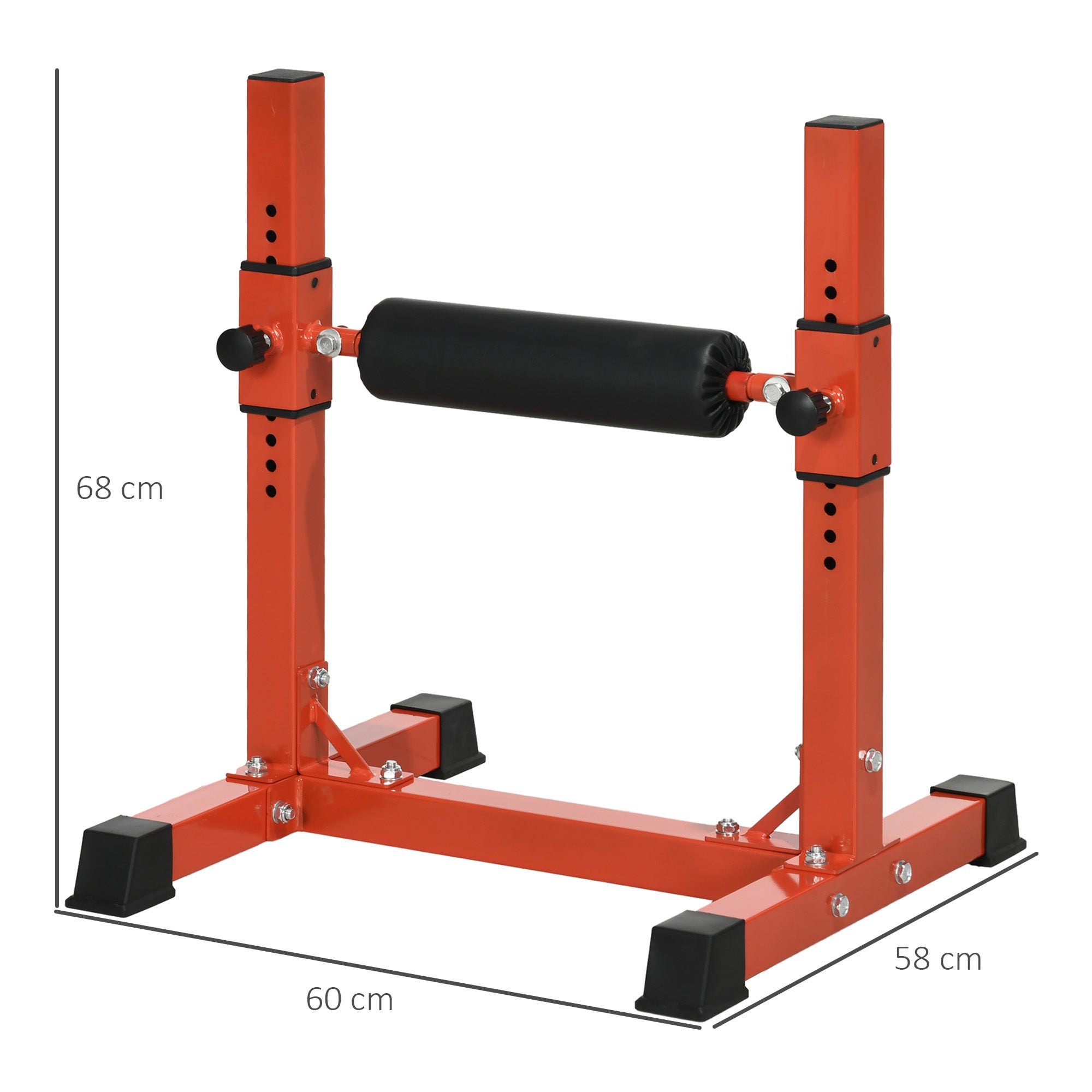 SPORTNOW Bulgarian Split Squat Stand, 12-Level Adjustable Single Leg Squat Machine with Foam Roller and Anti-Slip Pads for Lower Body Strength Training, Red - North Peak Garden Furniture