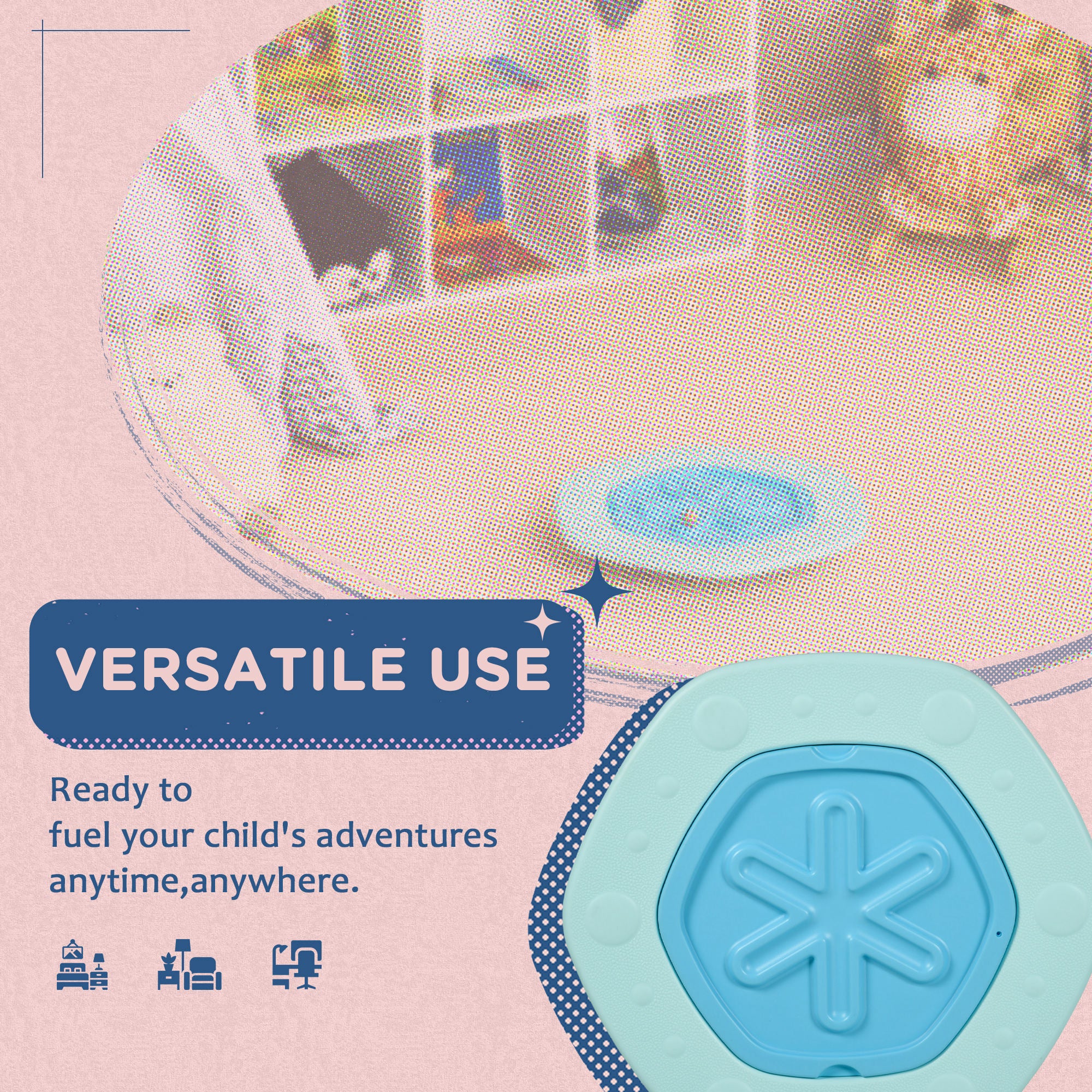 ZONEKIZ Two-In-One Balance Board, Kids Wobble Board with Ball - Blue - North Peak Garden Furniture