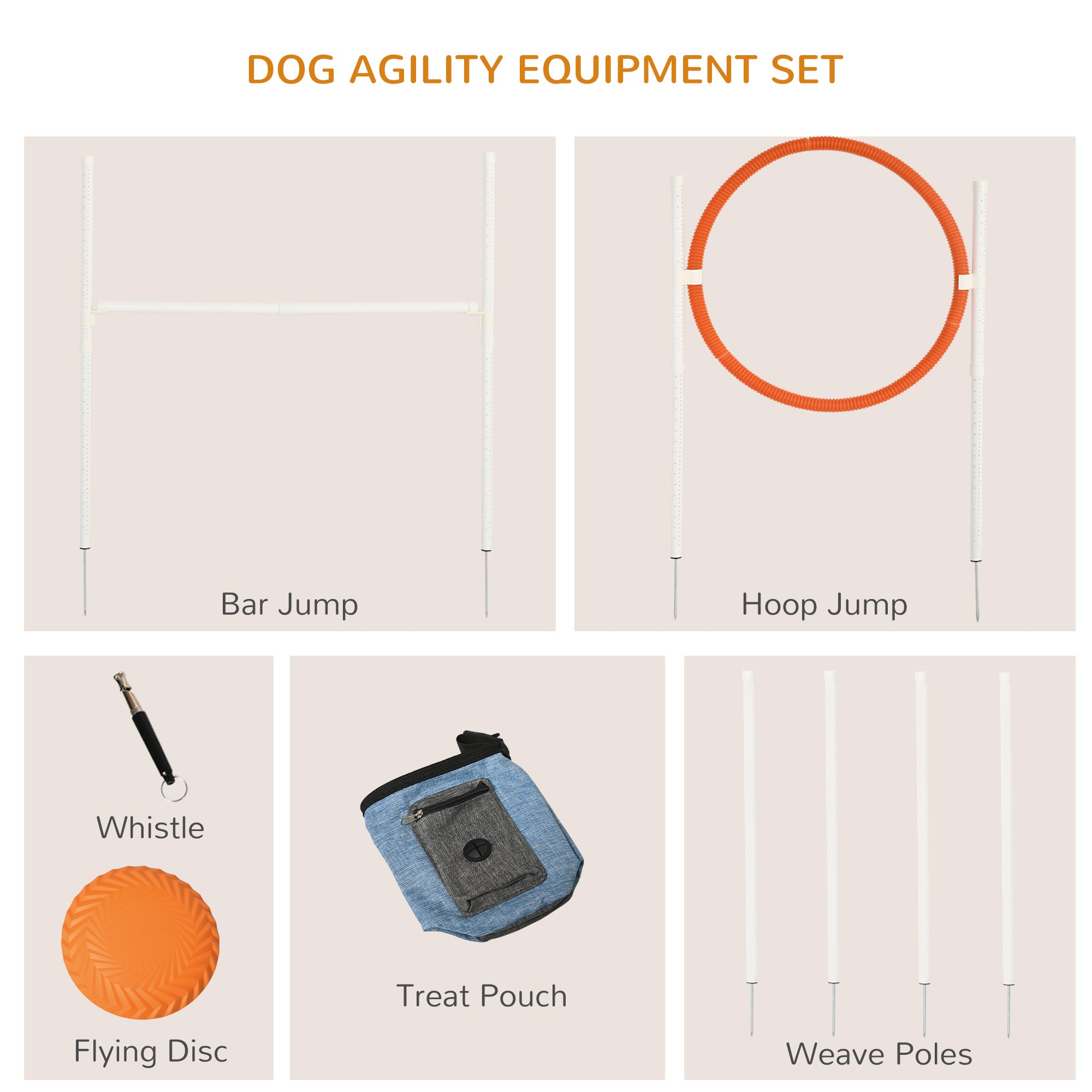 PawHut Dog Agility Training Equipment for Dogs with Carry Bag - Multicoloured - North Peak Garden Furniture
