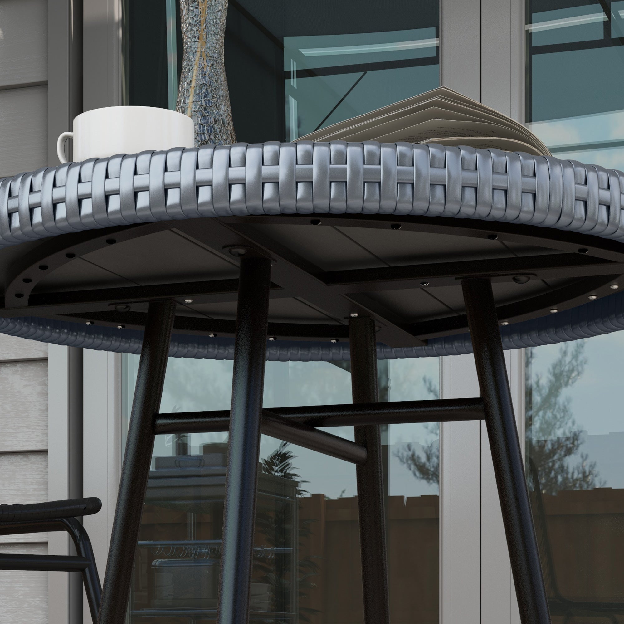 Outsunny Rattan Border Outdoor Side Table - Grey - North Peak Garden Furniture