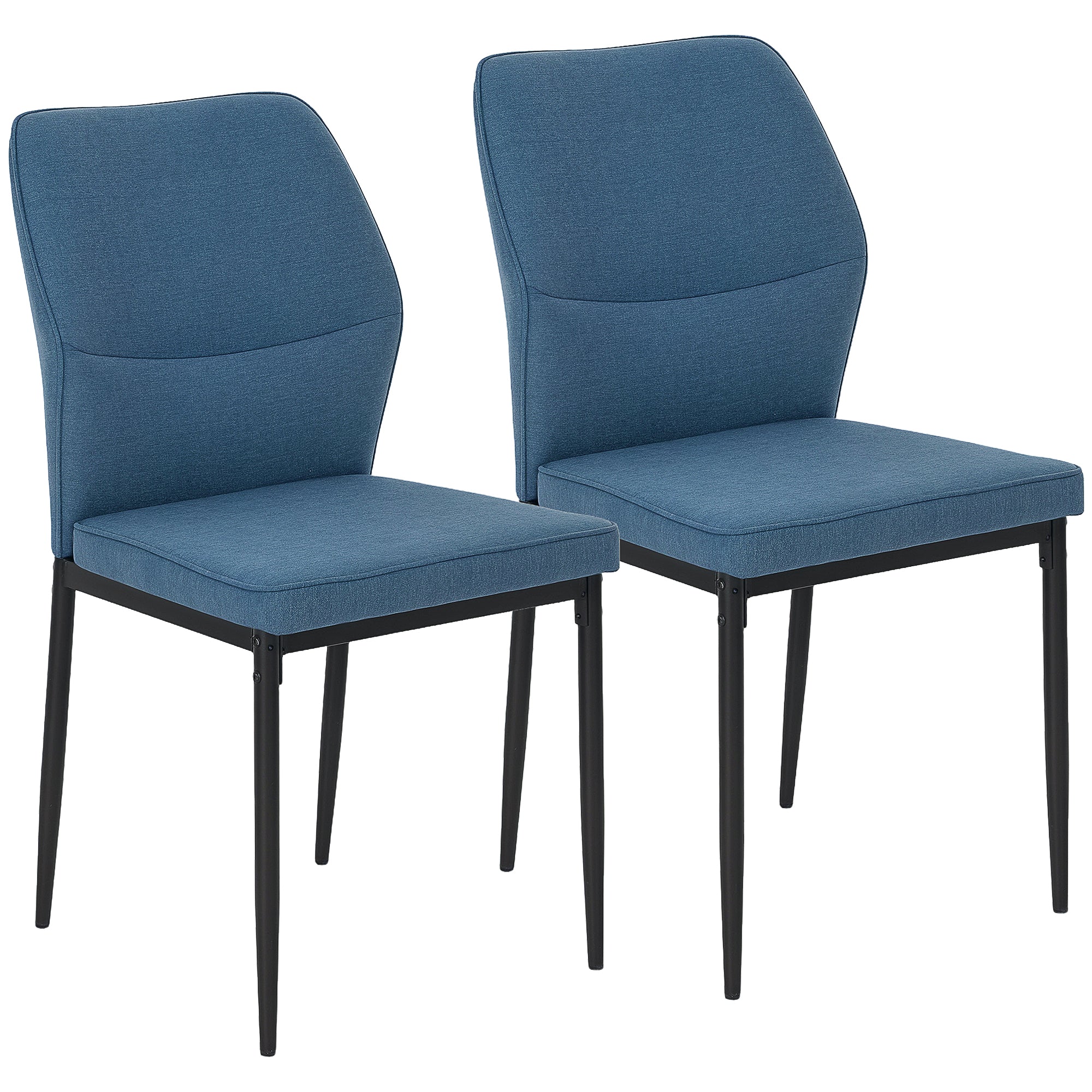 HOMCOM Velvet Dining Chairs Set of 2, Modern Upholstered Kitchen Chairs with Metal Legs, Curved Back and Padded Seat, Armless Side Chairs for Dining Room, Bedroom, Living Room, Blue - North Peak Garden Furniture