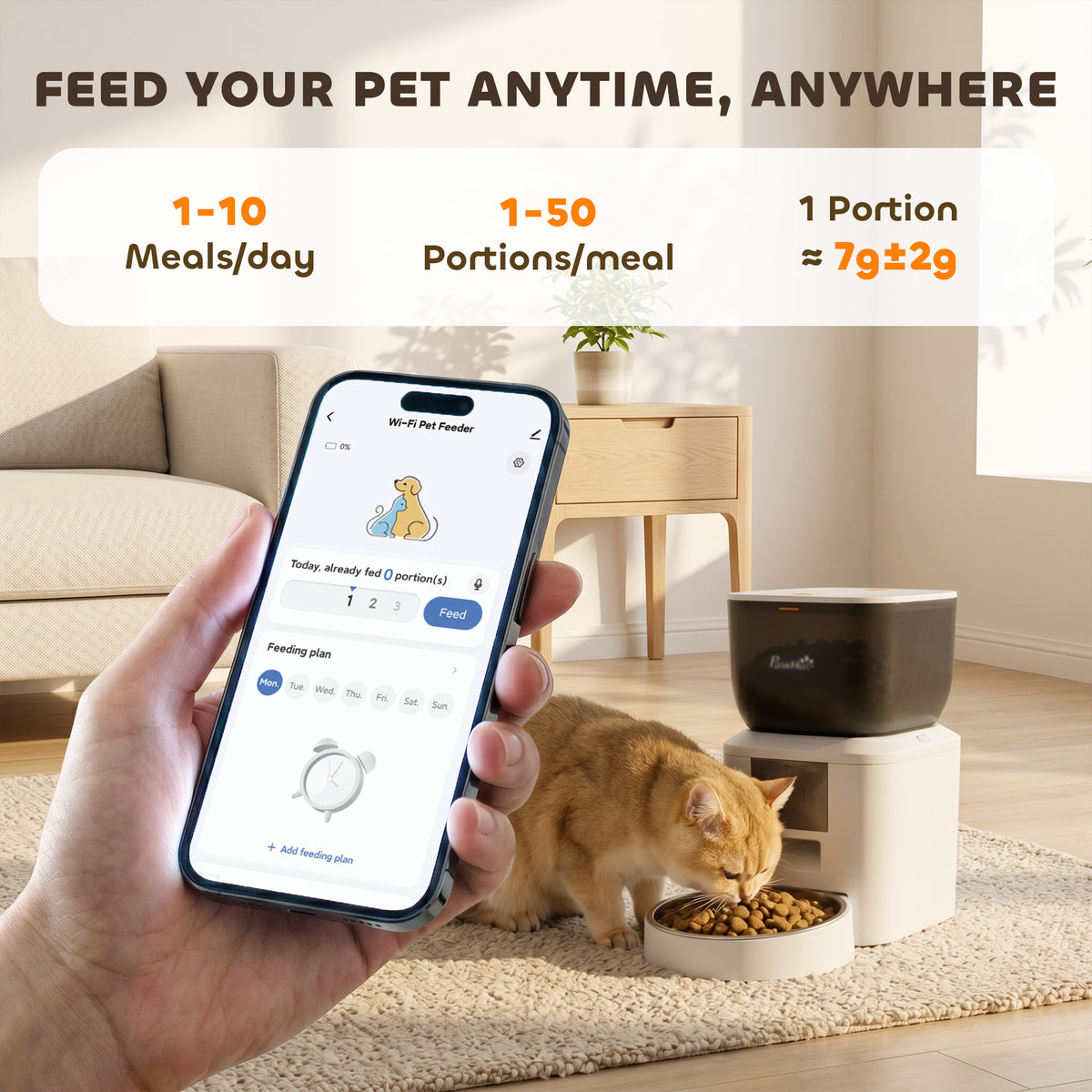 PawHut Automatic Cat Feeder with Camera, 2.4G WiFi, APP Control 4L Pet Feeder 1-10 Meals with 2-Way Audio, Dual Power Supply