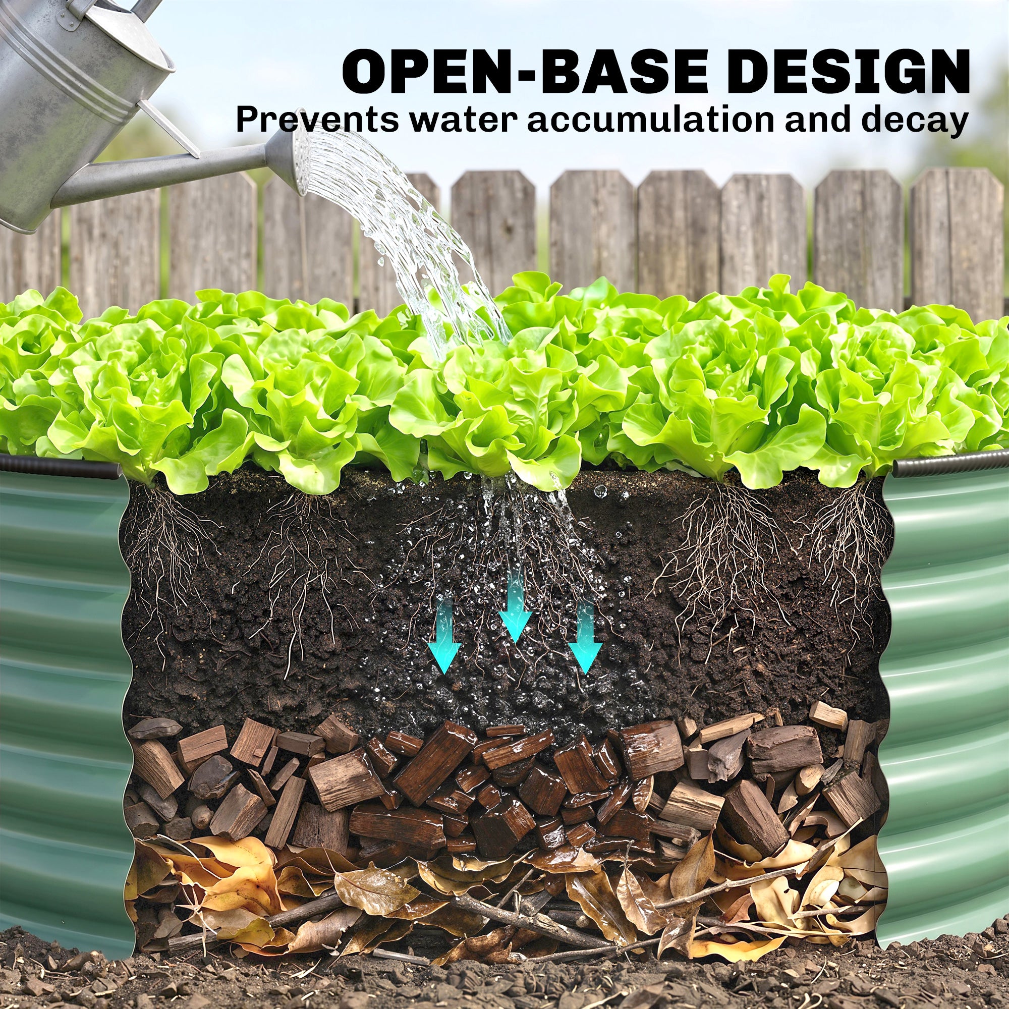 Outsunny Galvanised Raised Garden Bed with Safety Edging, Outdoor Raised Planter Box with Gloves, 120 x 120 x 43cm, Light Green