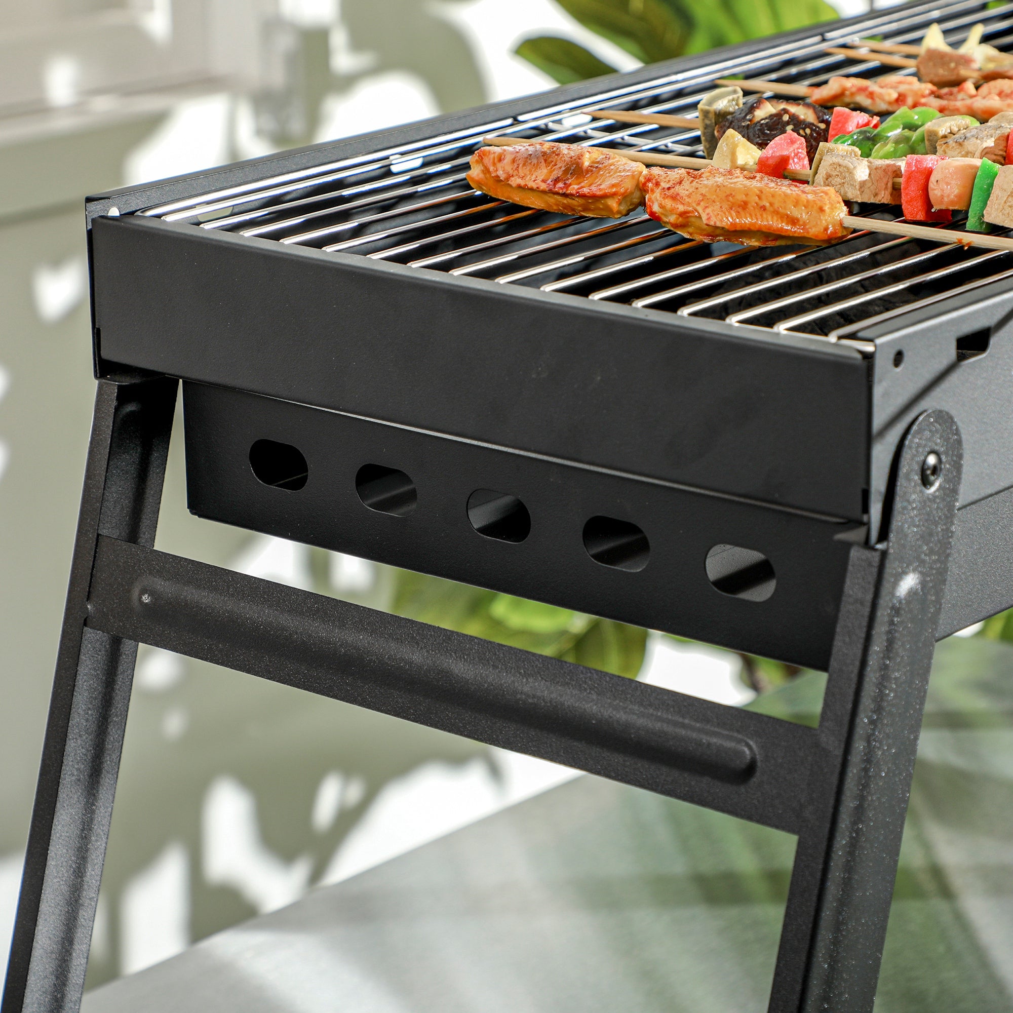 Outsunny Foldable Charcoal Grill - Black - North Peak Garden Furniture