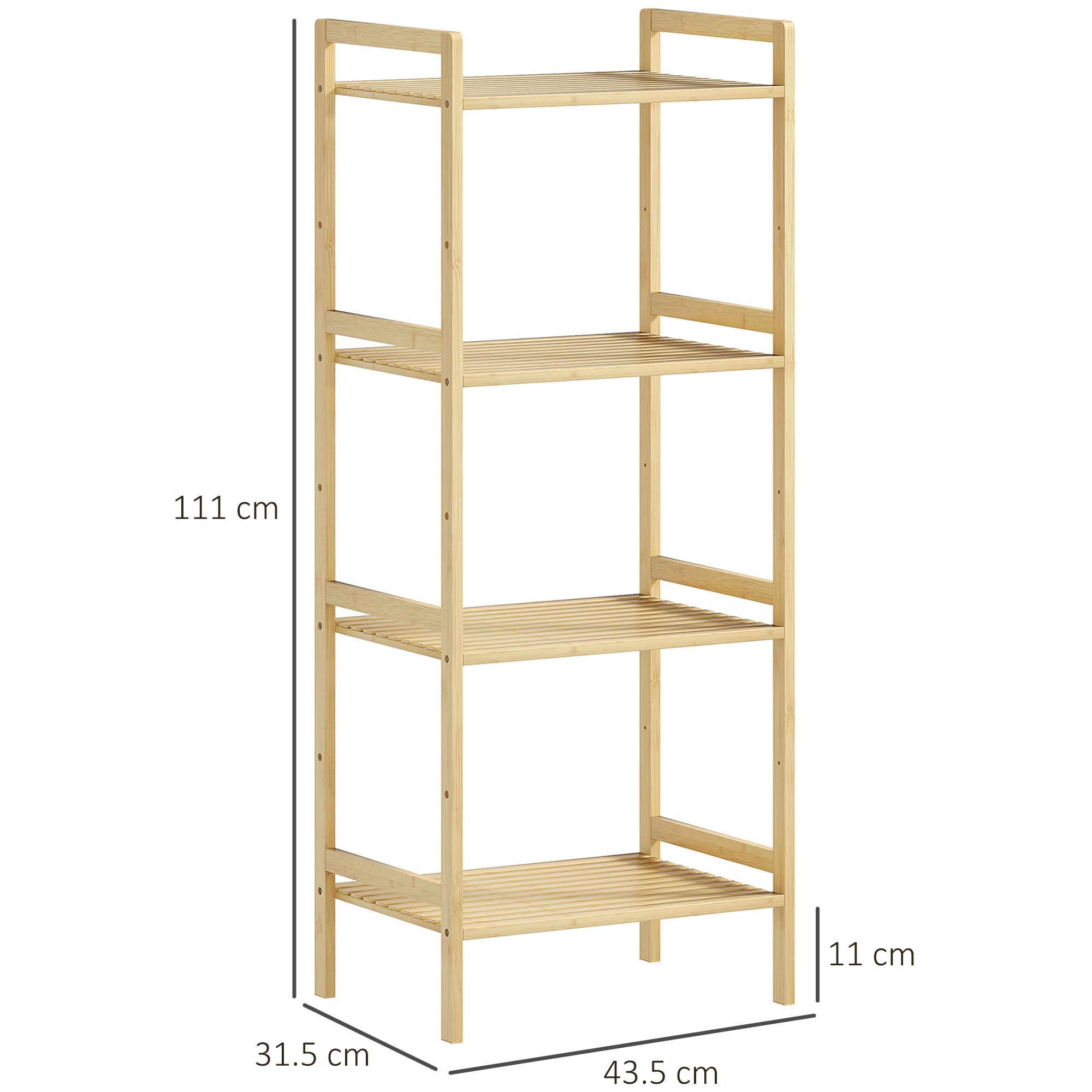 HOMCOM Four-Tier Bamboo Adjustable Shelf Storage Unit - North Peak Garden Furniture