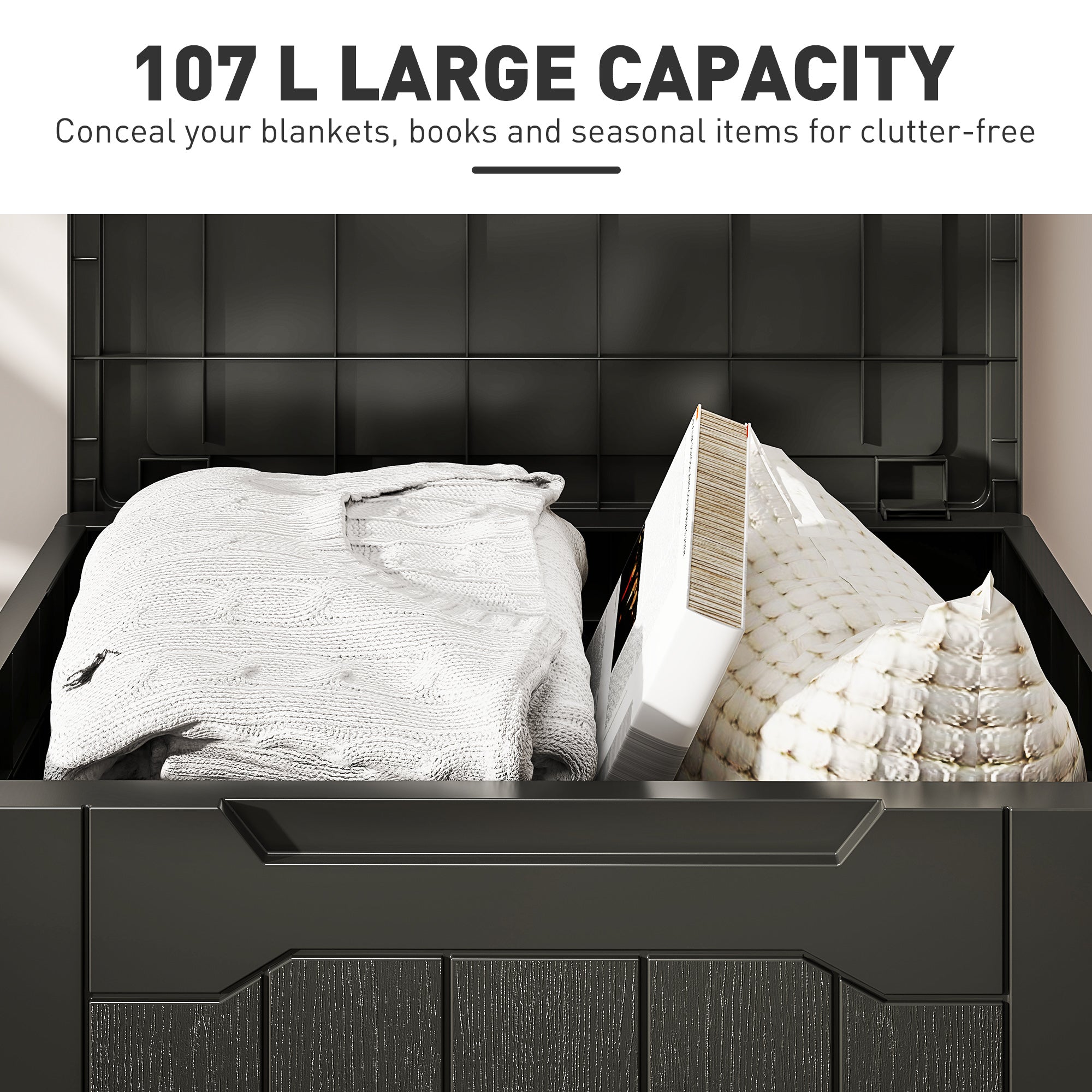 HOMCOM 107 L Plastic Storage Chest with Lid - Charcoal Grey - North Peak Garden Furniture