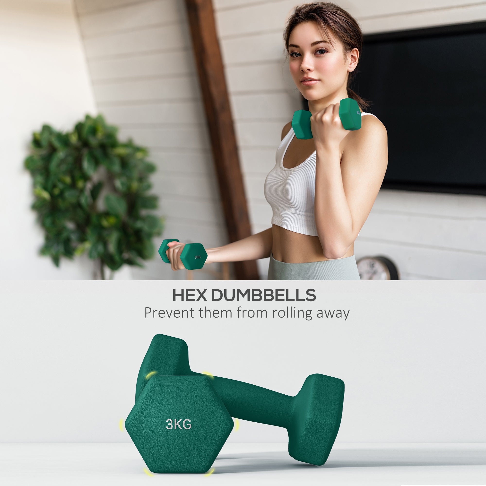 SPORTNOW Dumbbells Set with Carry Storage Rack, Set of 6 Weights for Home Gym Kettlebell Training Weight Lifting Exercise, 2 x 1kg, 2 x 2kg, 2 x 3kg - North Peak Garden Furniture