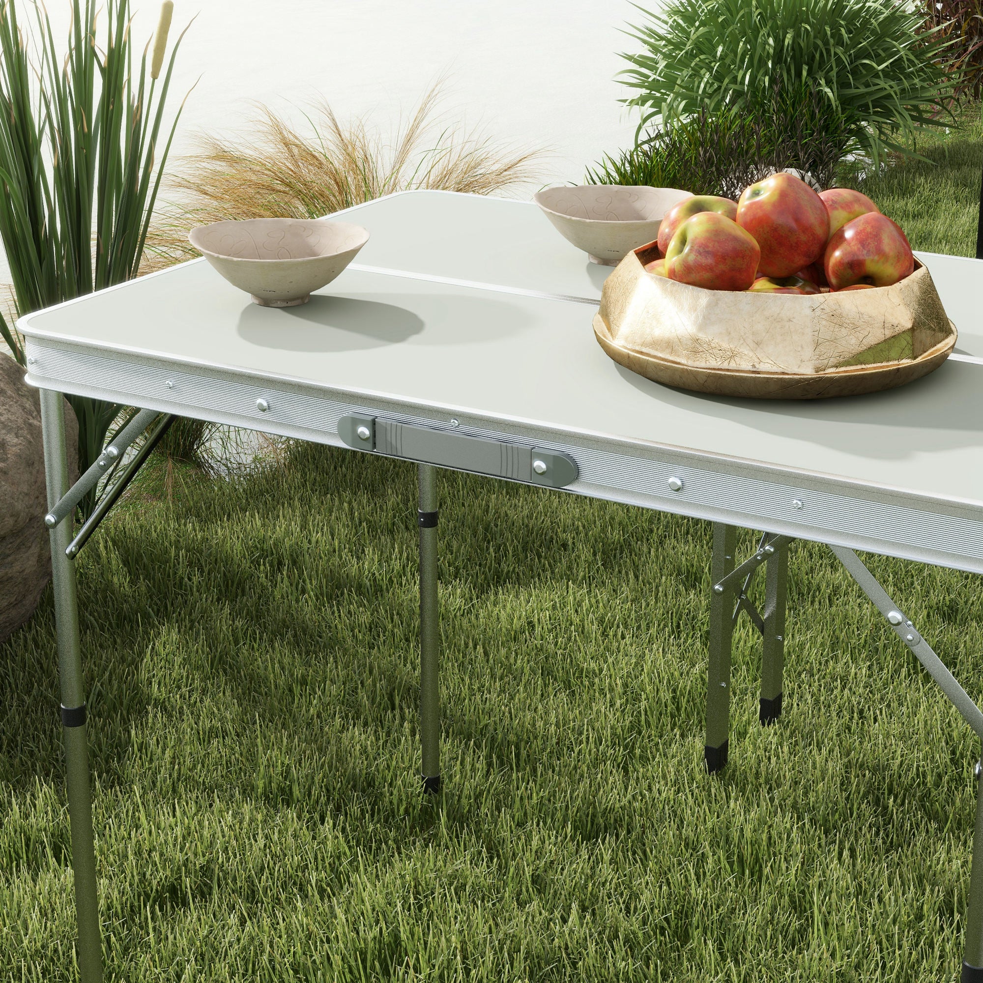 Outsunny Three-Piece Aluminium Folding Picnic Table and Bench Set - North Peak Garden Furniture