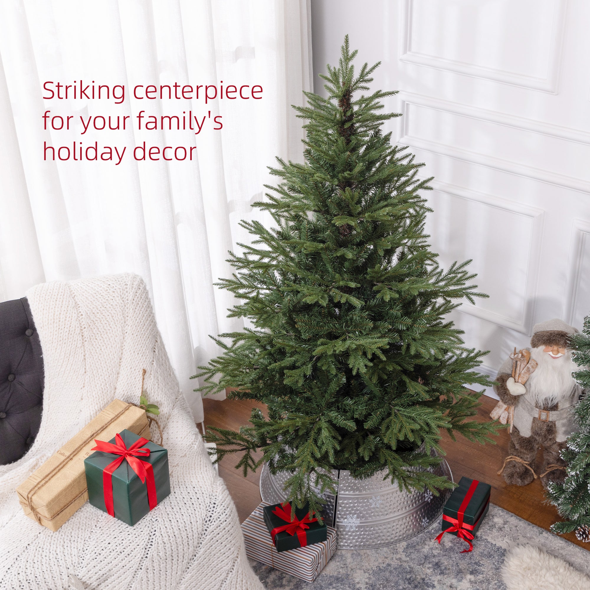 HOMCOM 5ft Bushy and Bare Artificial Christmas Tree - Green - North Peak Garden Furniture