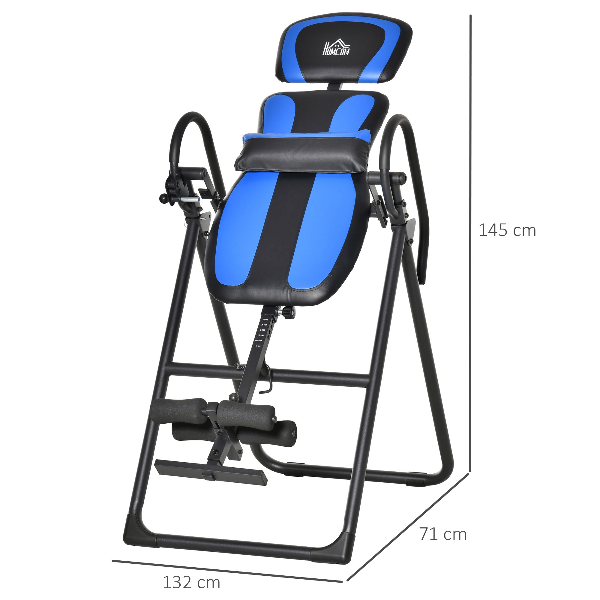 HOMCOM Foldable Gravity Inversion Table, Back Therapy Fitness Bench, with Soft Ankle Cushions, for Home