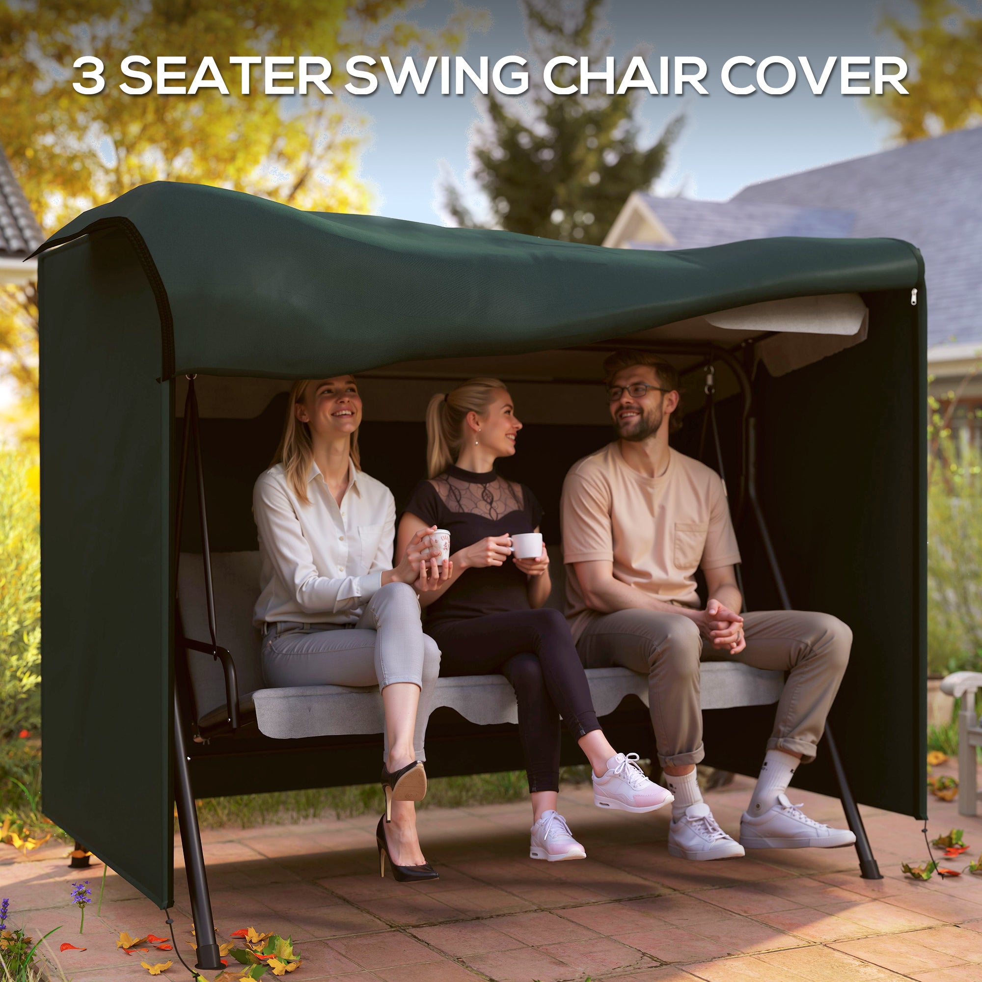 Outsunny 205 x 124cm Three-Seater Swing Chair Protective Cover Deep Green