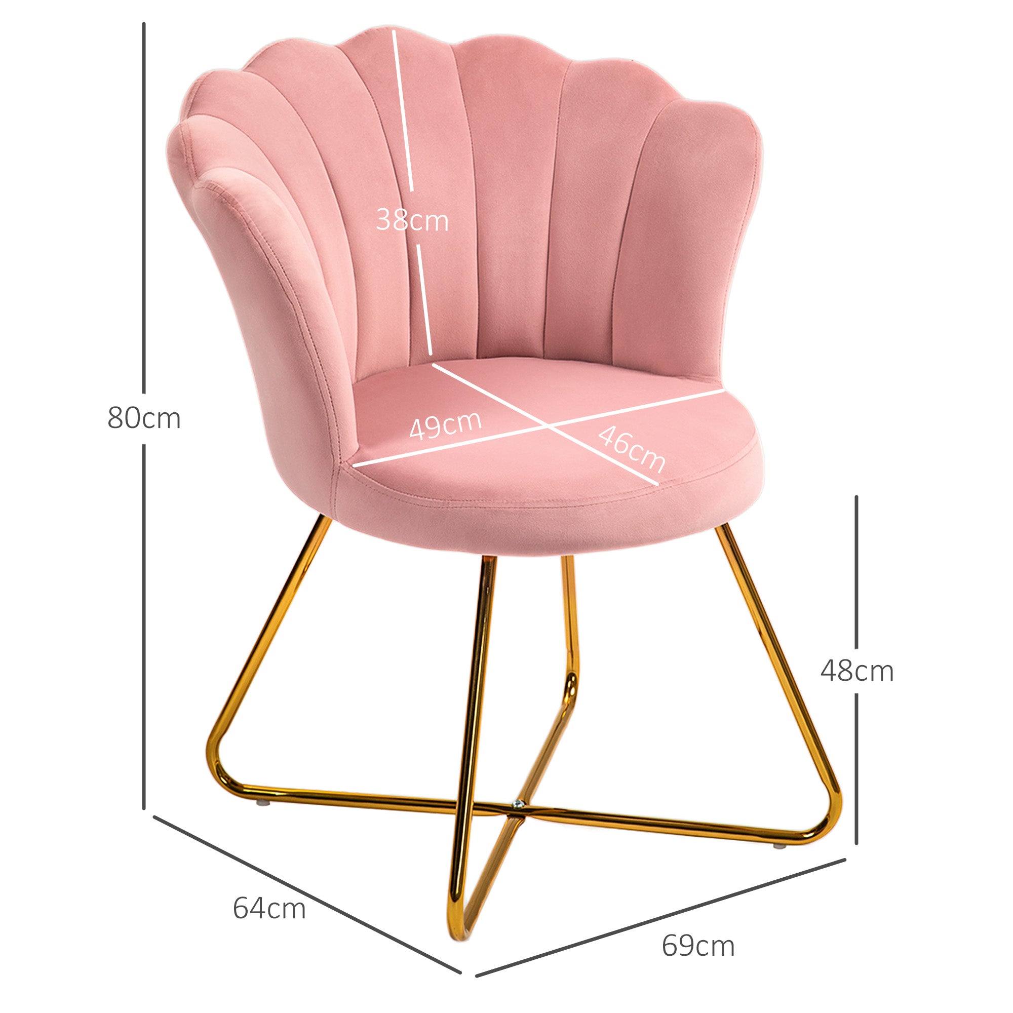 HOMCOM Velvet-Feel Lotus Petal Accent Chair - Pink - North Peak Garden Furniture