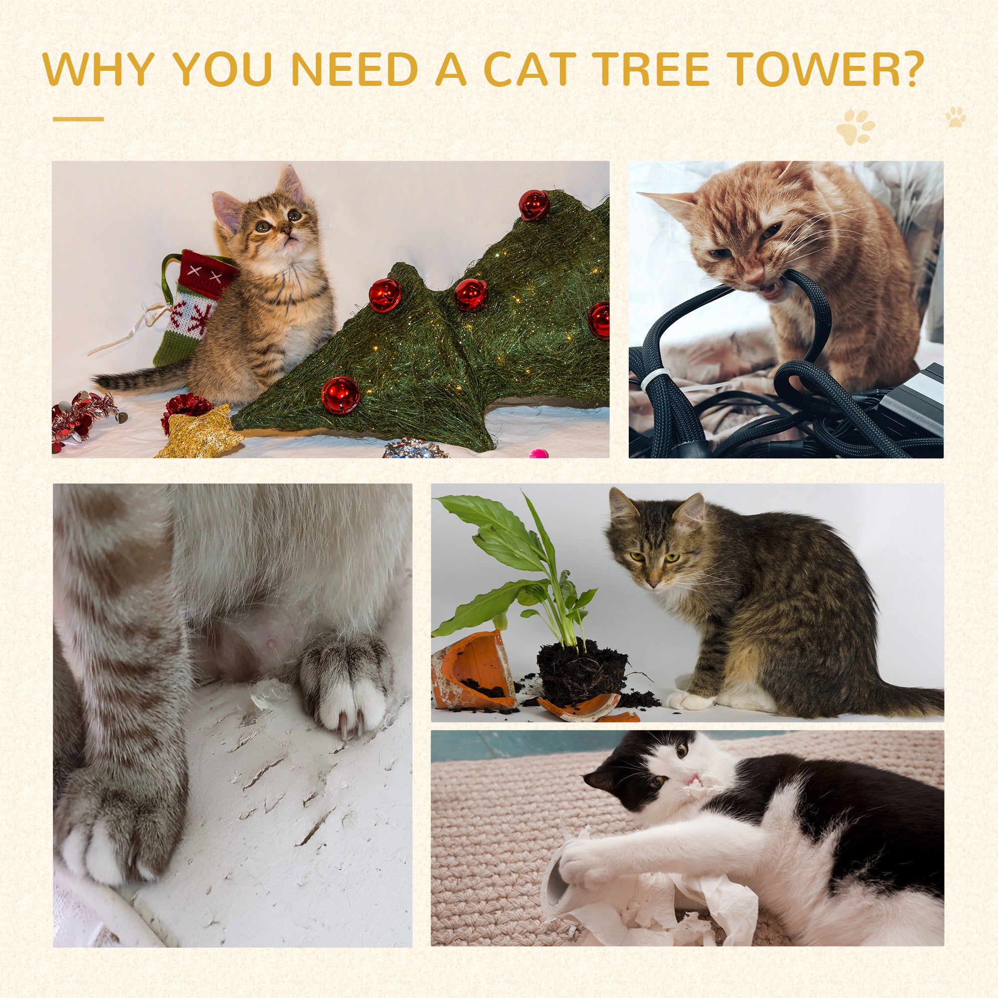 PawHut 100 cm Cat Tree for Indoor Cats Kitten Scratch Scratching Post Climbing Tower Activity Centre Grey - North Peak Garden Furniture