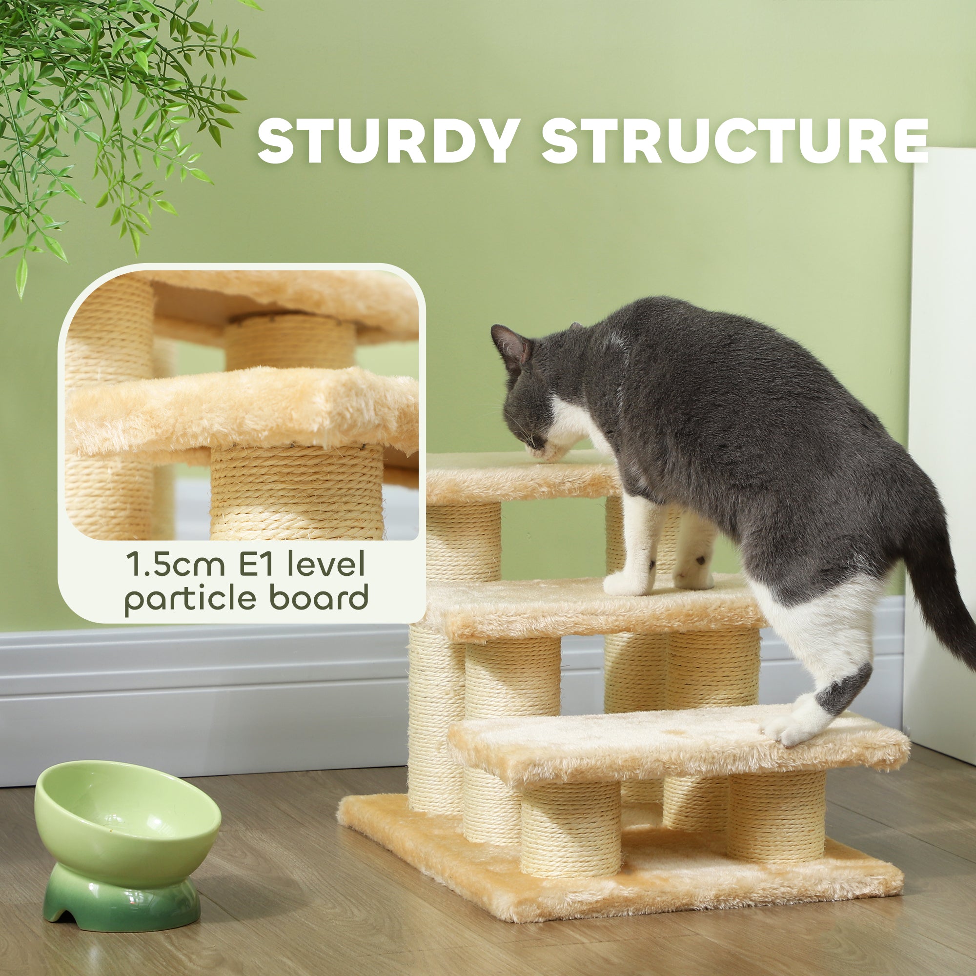 PawHut Pet Stairs 3-step Pet Ladder Cat dog Stairs Climb Ladder Cat Tree - North Peak Garden Furniture