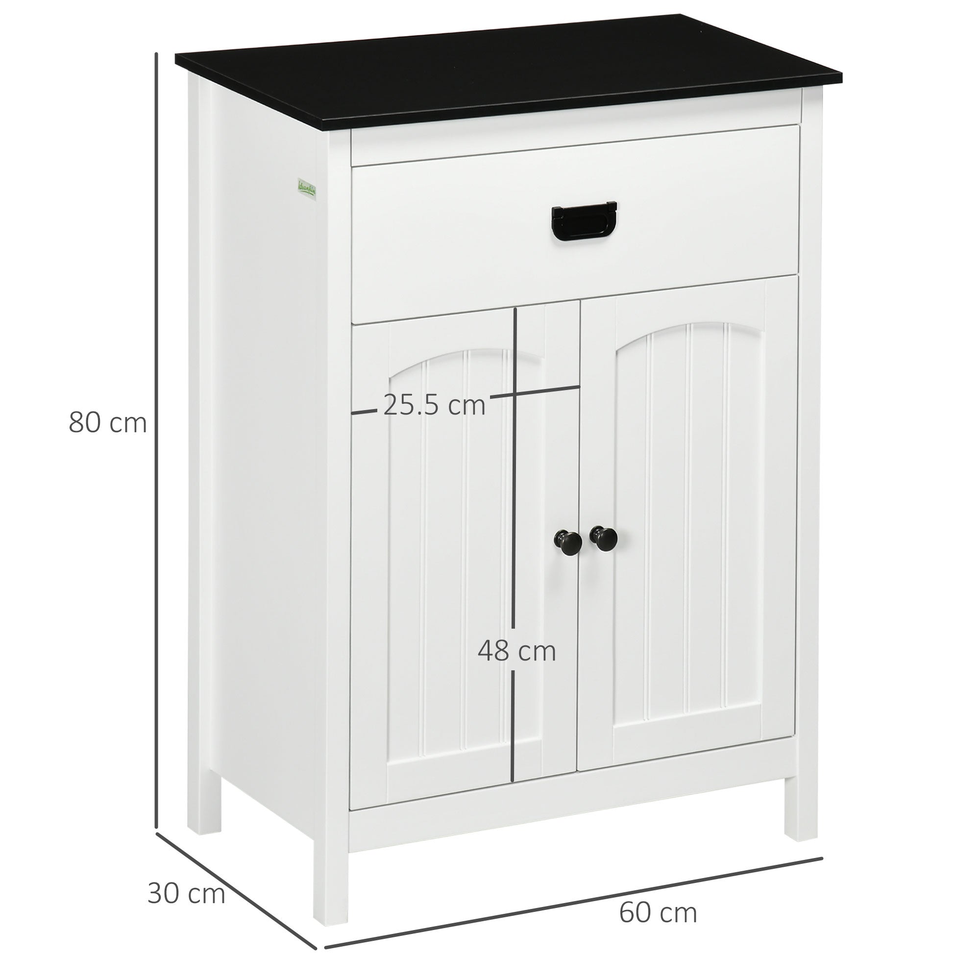 kleankin Bathroom Cabinet, Bathroom Storage Unit with Drawer, Double Door Cabinet, Adjustable Shelf for Living Room, White - North Peak Garden Furniture