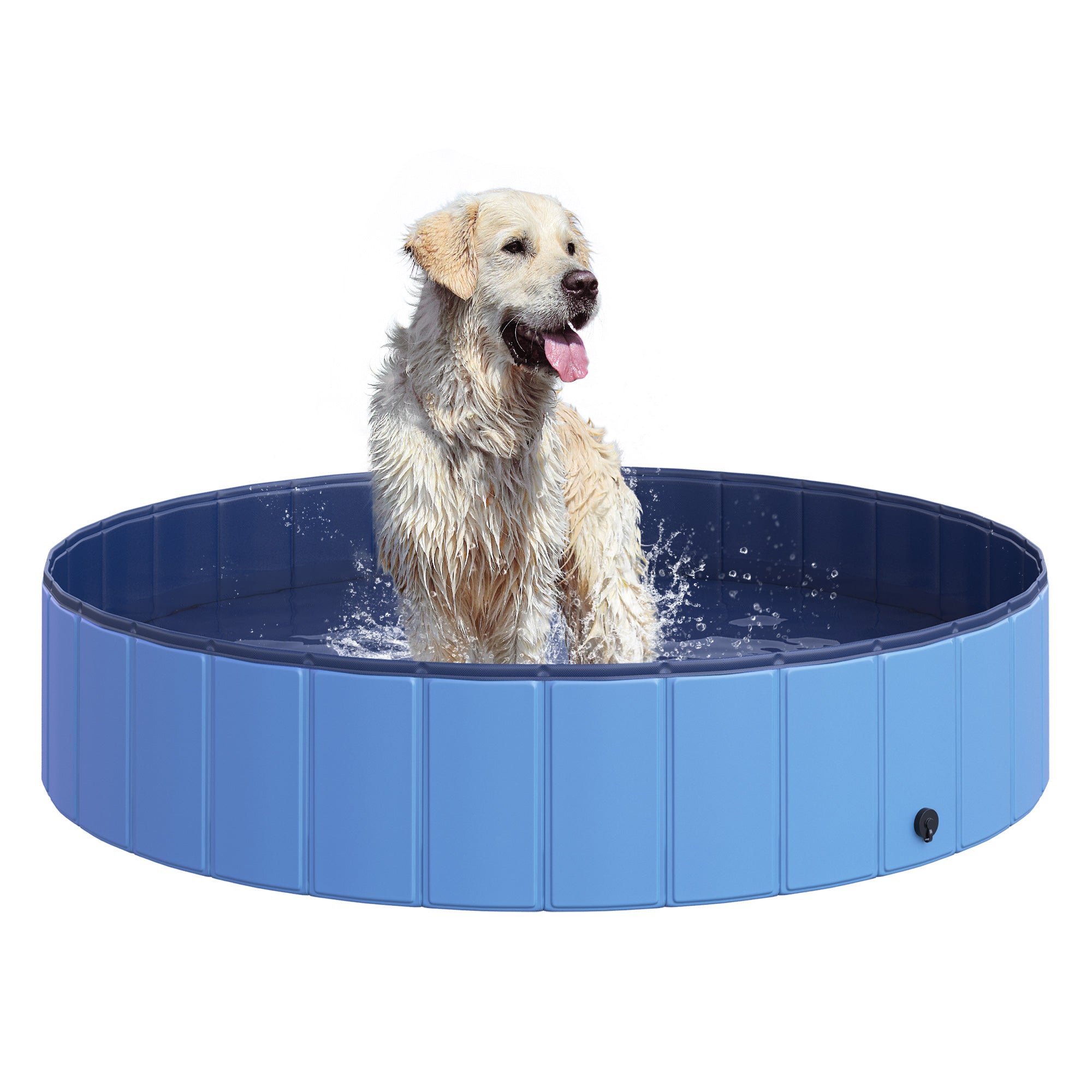 Pawhut Durable Pet Swimming Pool, Foldable Dog Paddling Pool, Easy Setup, Non-Slip, 140 x 30H cm, Blue