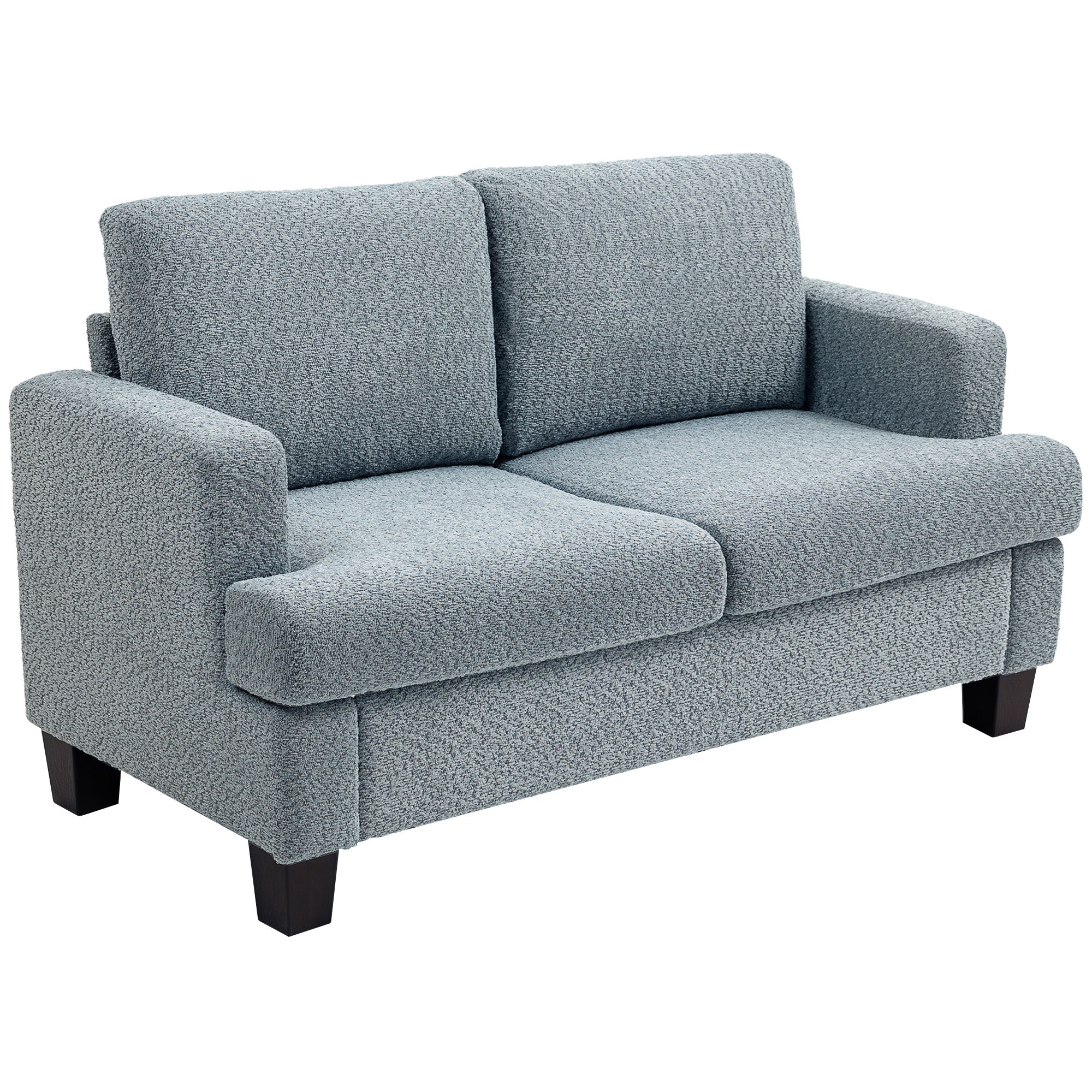 HOMCOM 2 Seater Sofa, 138 cm Loveseat Sofa with Removable Back Cushions, Chenille Fabric Small Couch Settee with S-springs for Living Room, Bedroom, Home Office, Light Grey - North Peak Garden Furniture