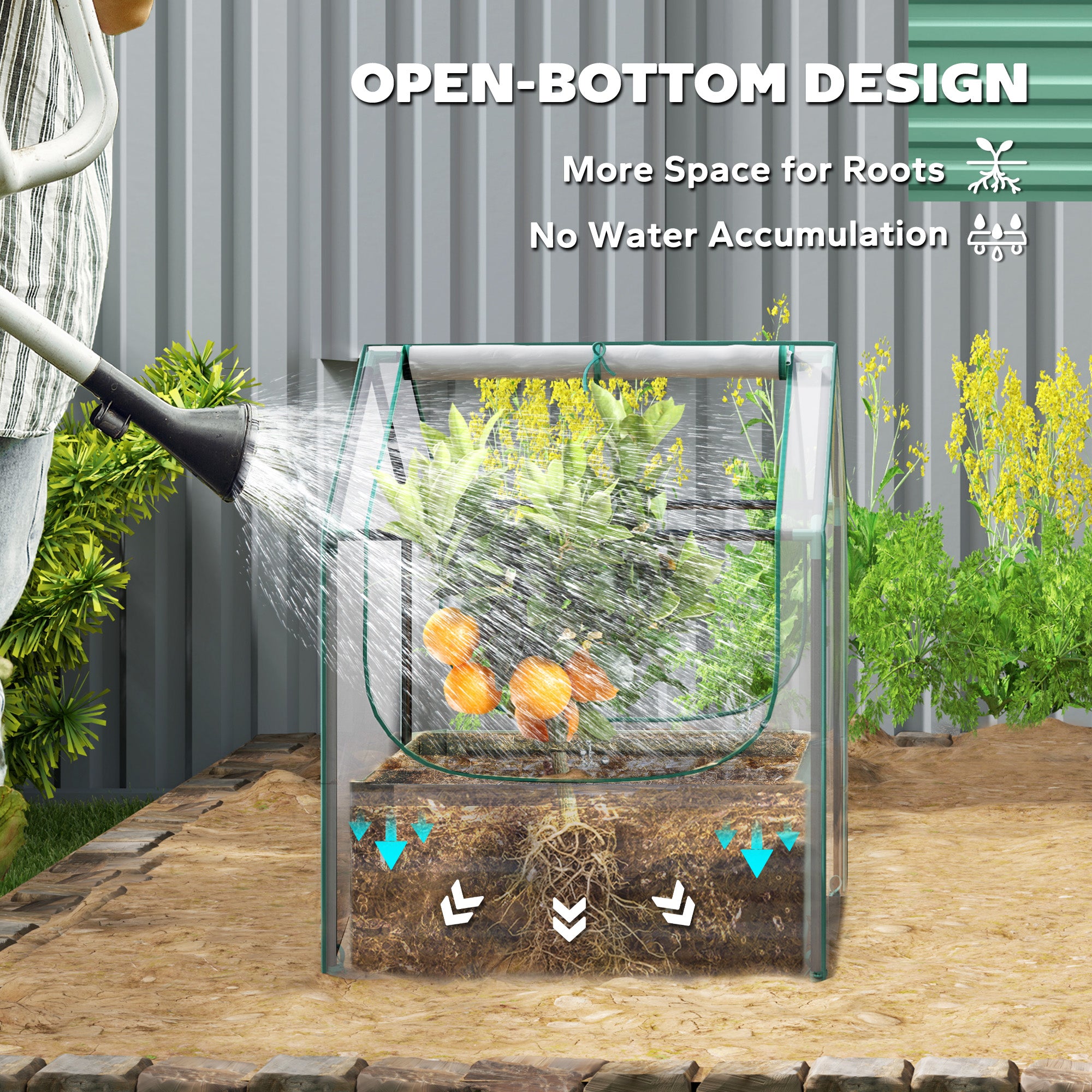 Outsunny 61 x 61cm Garden Planter Bed, with Cover - Green - North Peak Garden Furniture