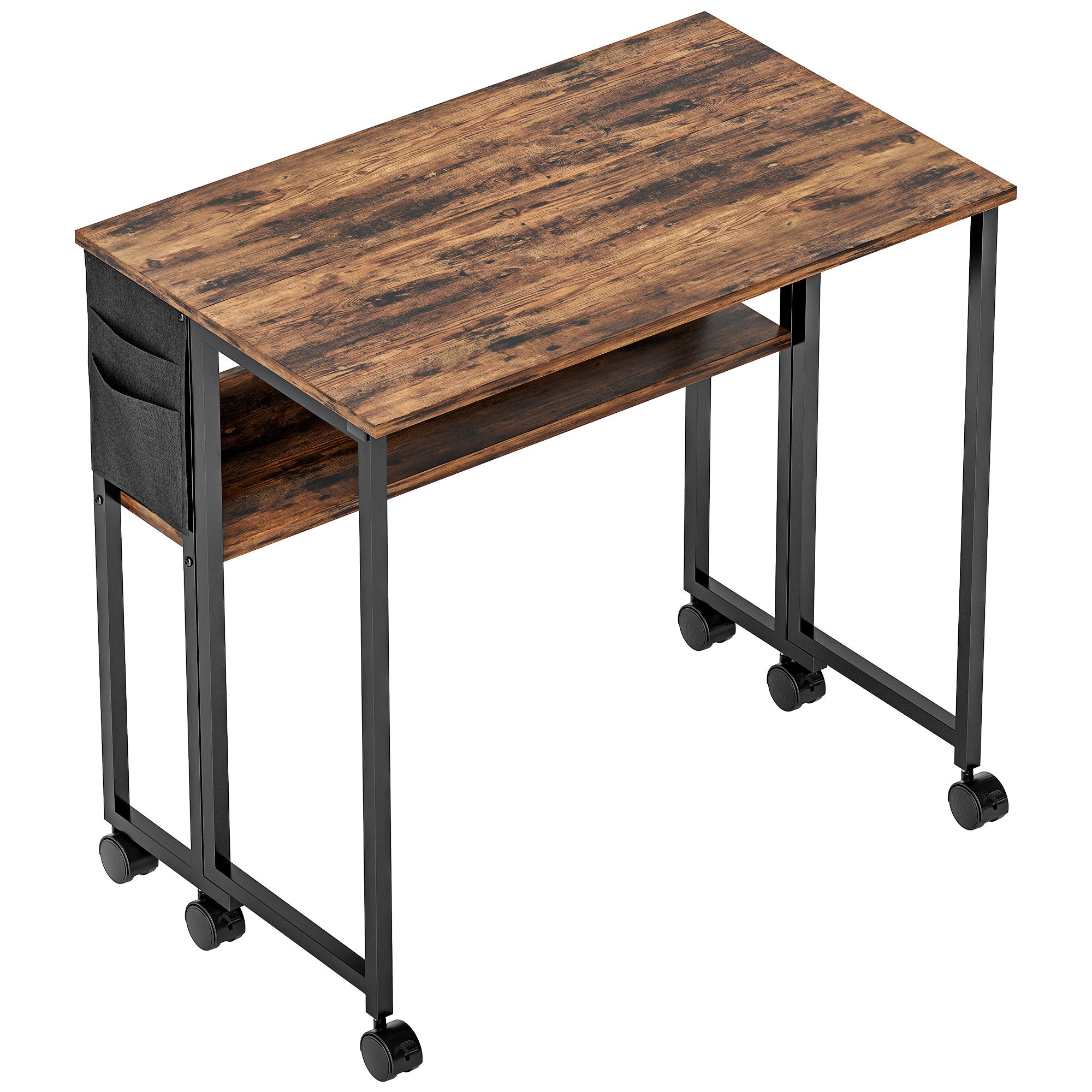 HOMCOM 80 cm Drop Leaf Writing Work Desk - Rustic Brown - North Peak Garden Furniture