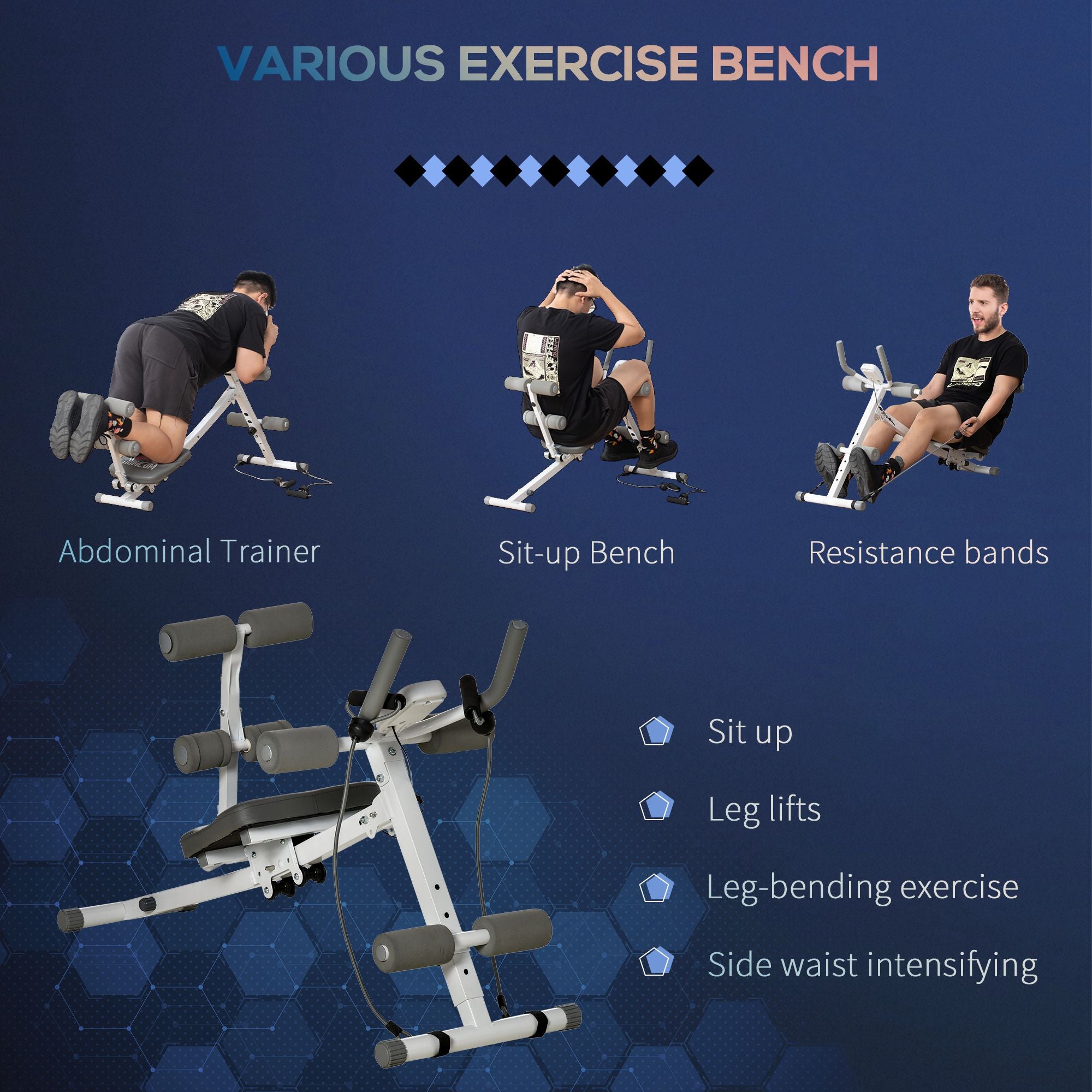 HOMCOM 2-IN-1 Core Abdominal Ab Trainer Sit Up Bench with LCD Screen, Adjustable Fitness Crunch Machine for Home GYM