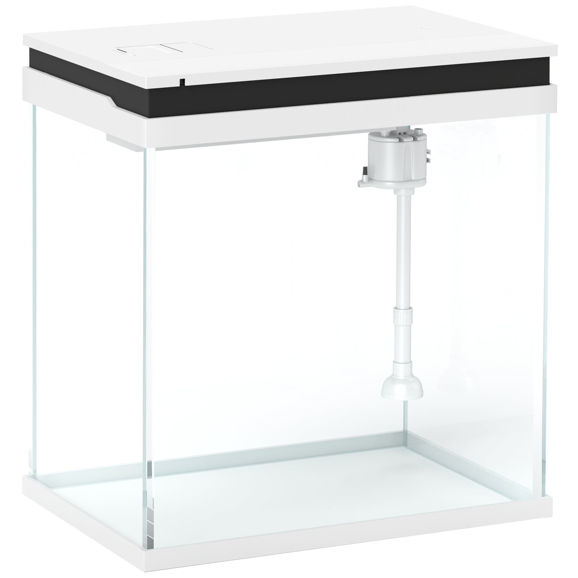 PawHut 14L Glass Fish Tank with Filter System, LED Lights, Water Pump, White - North Peak Garden Furniture