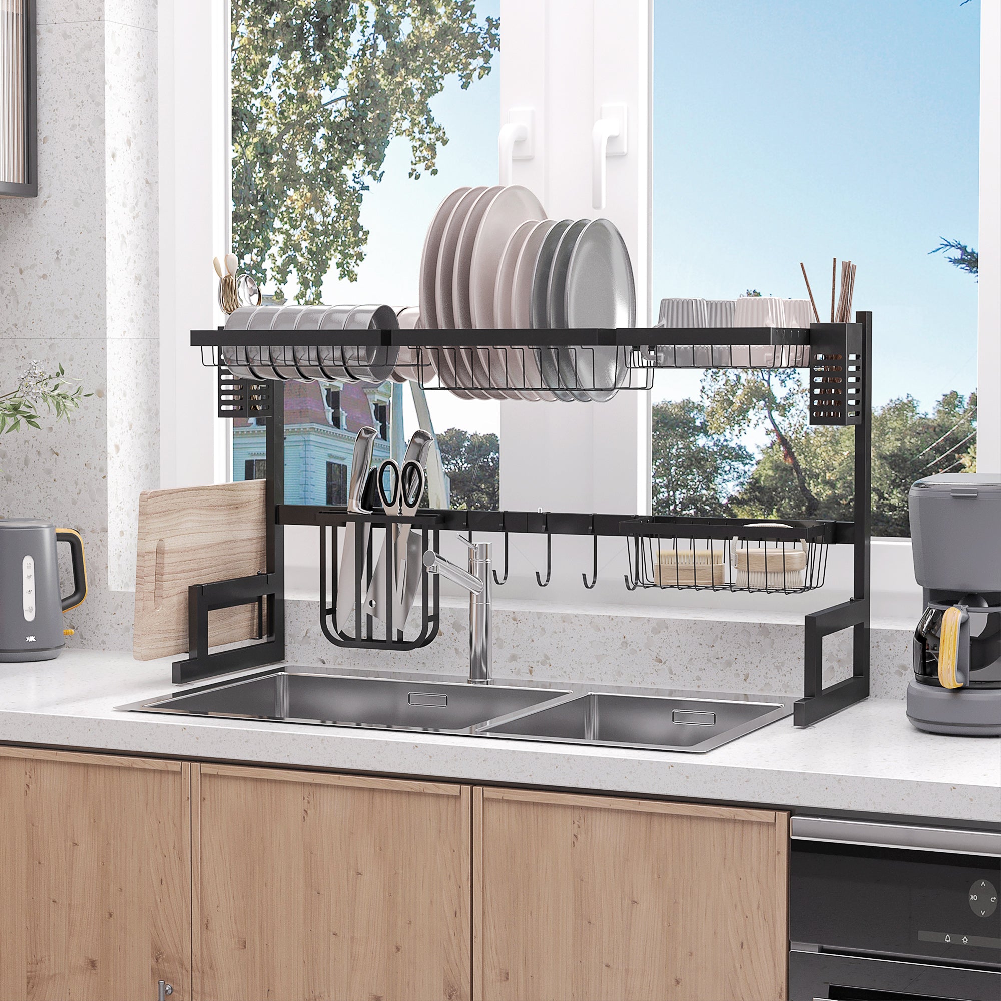 HOMCOM 93cm Modular Over-Sink Drying Rack - North Peak Garden Furniture
