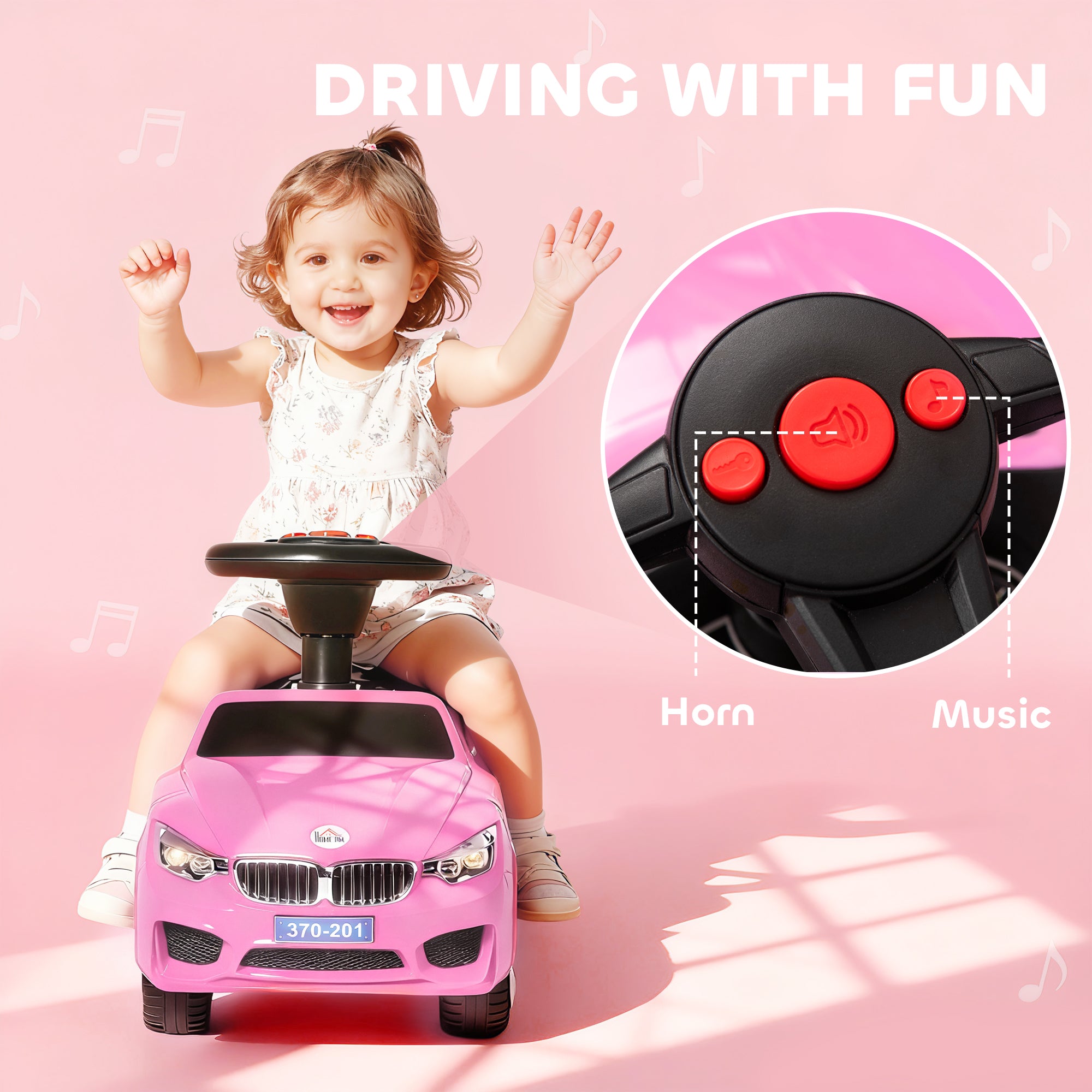 HOMCOM Ride on Car Baby Toddler Walker Foot to Floor Sliding Car Slider Pink