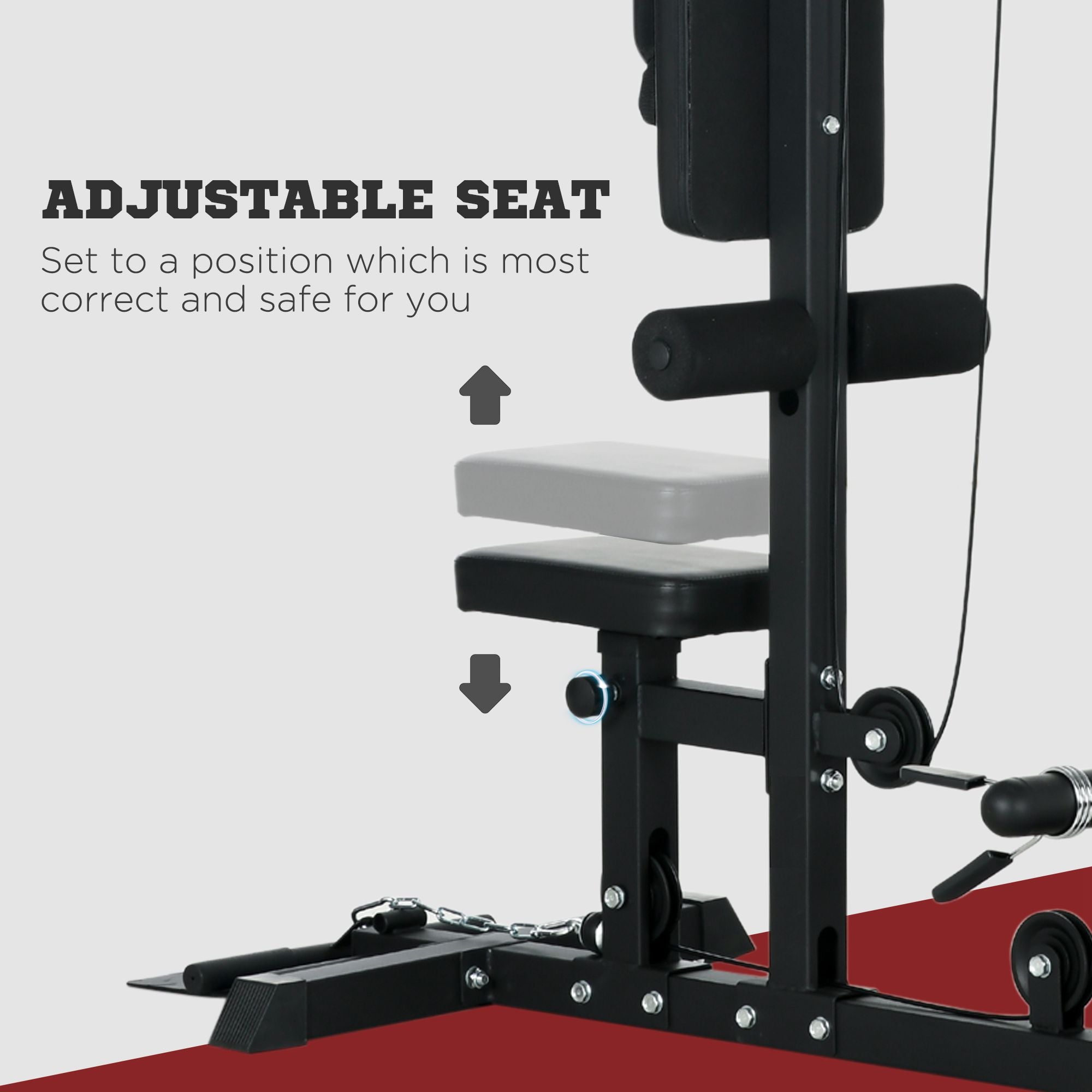 SPORTNOW Pull Up Station, Power Cage with Adjustable Seat, for Home Gym - Black - North Peak Garden Furniture