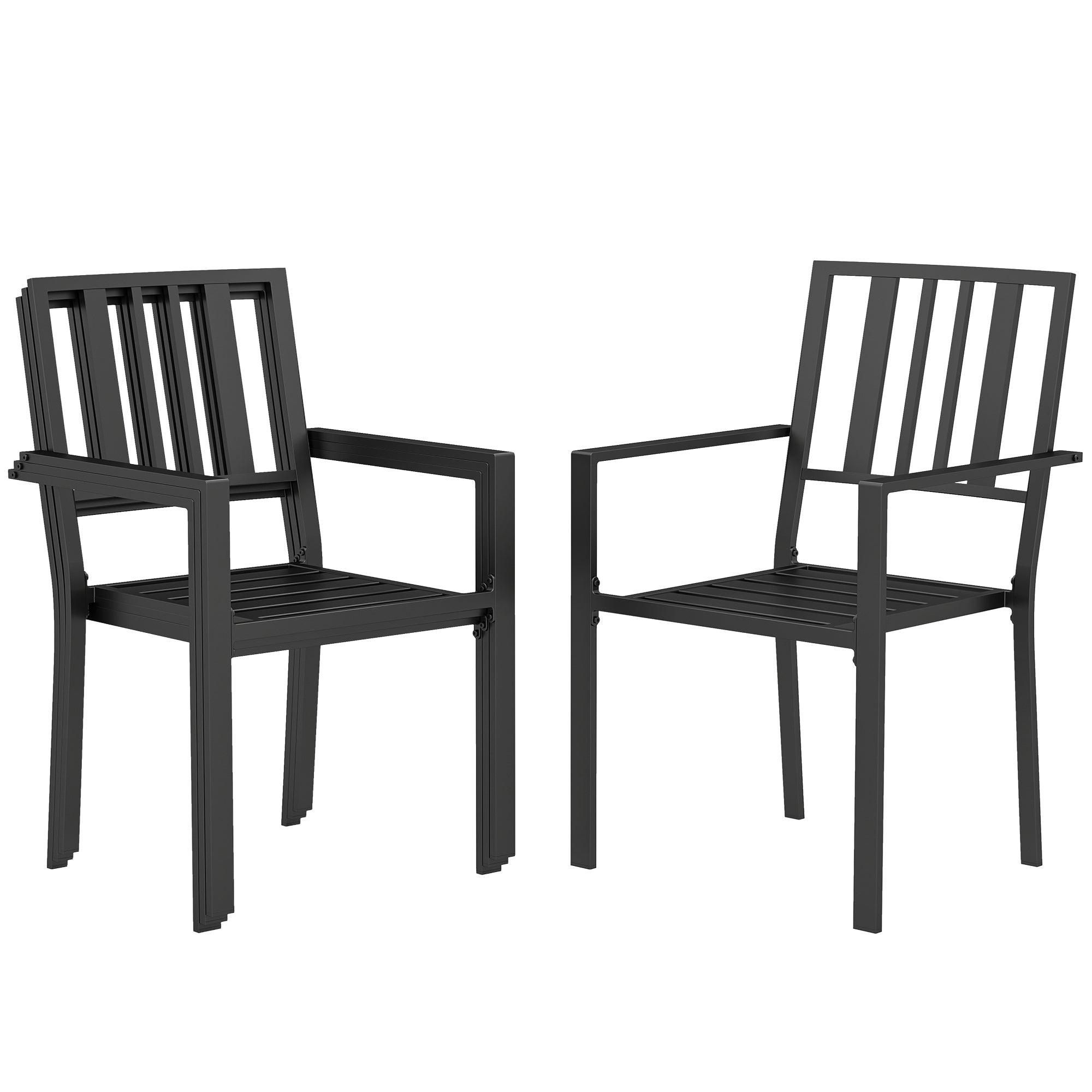 Outsunny Set of Four Minimal Metal Garden Chairs - Black - North Peak Garden Furniture