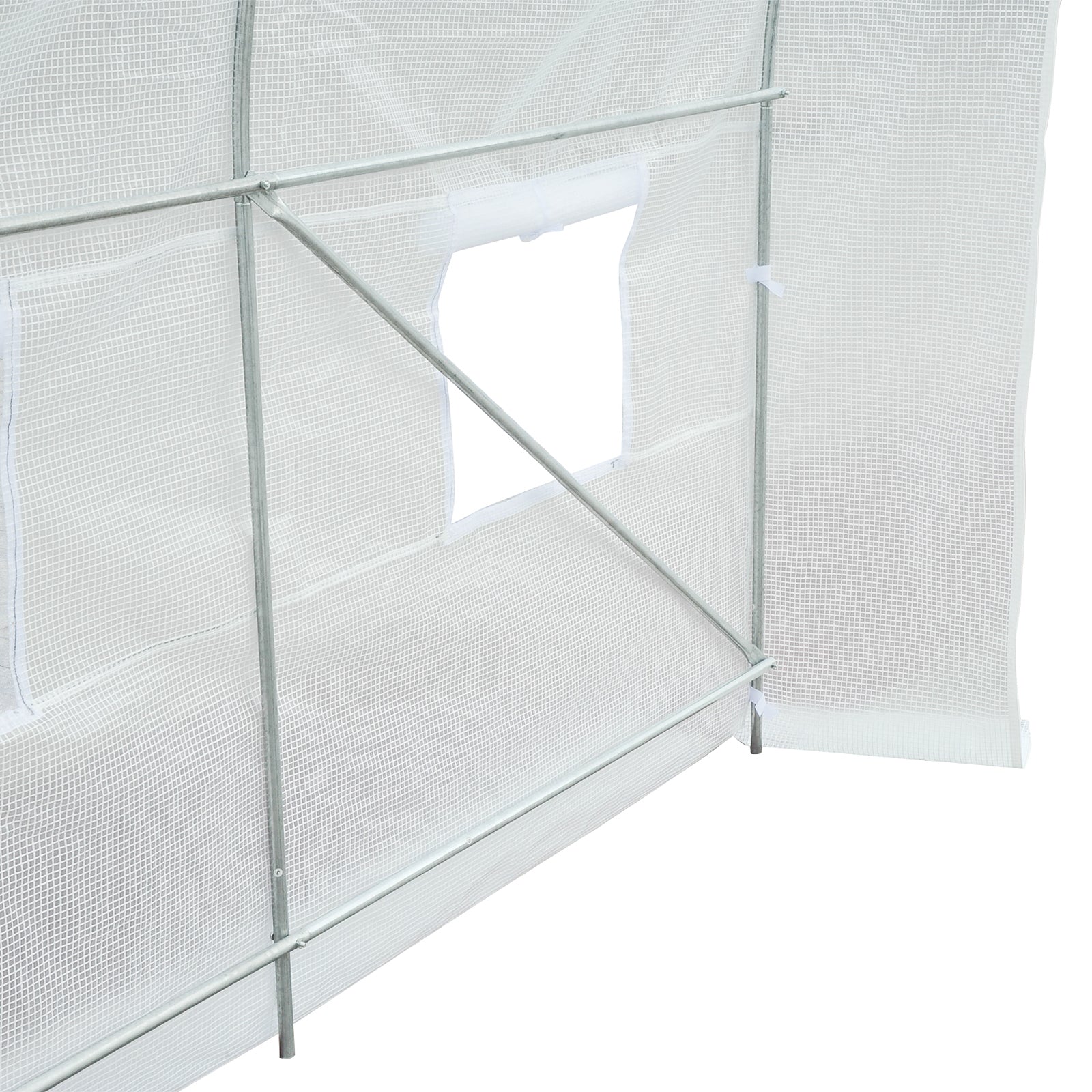 Outsunny 3.5 x 2 x 2 m Polytunnel Greenhouse, Walk-in Green House for Garden with Mesh Windows, Galvanised Steel Frame, White - North Peak Garden Furniture