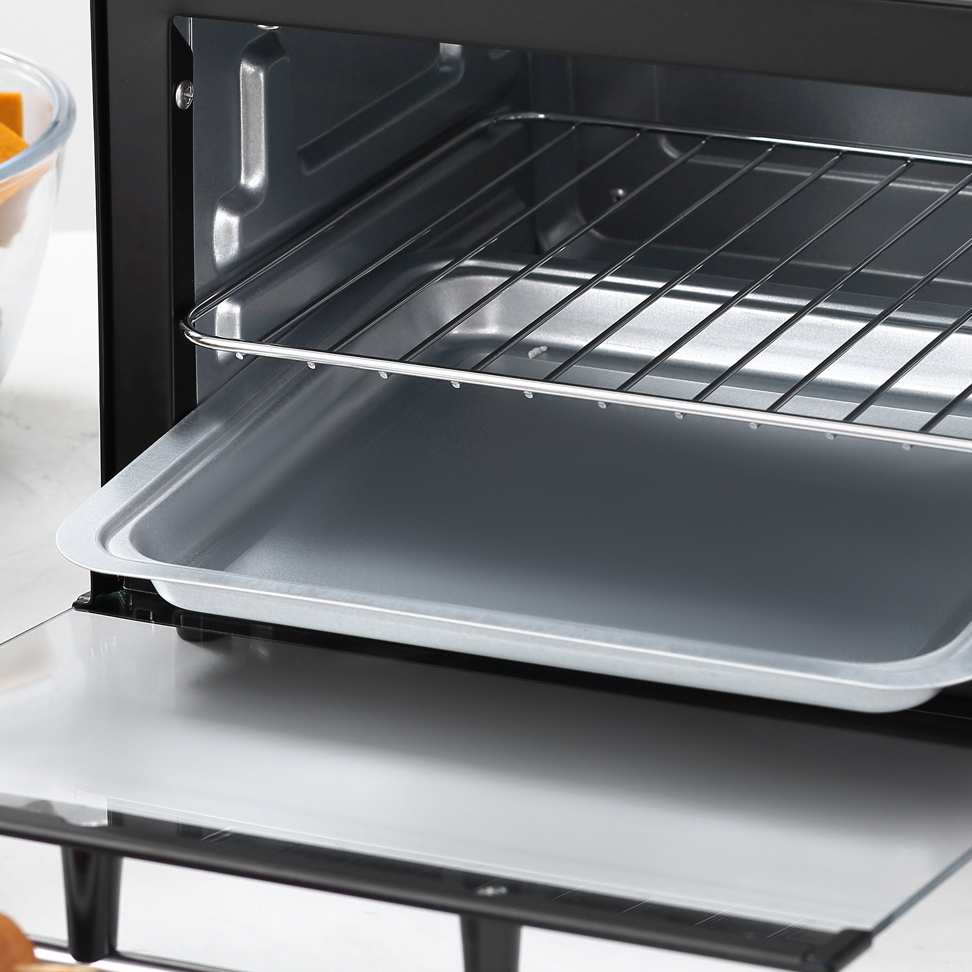HOMCOM Mini Oven, 9L Countertop Electric Grill, Toaster Oven with Adjustable Temperature, Timer, Dishwasher Safe Baking Tray and Wire Rack, 750W, Black - North Peak Garden Furniture