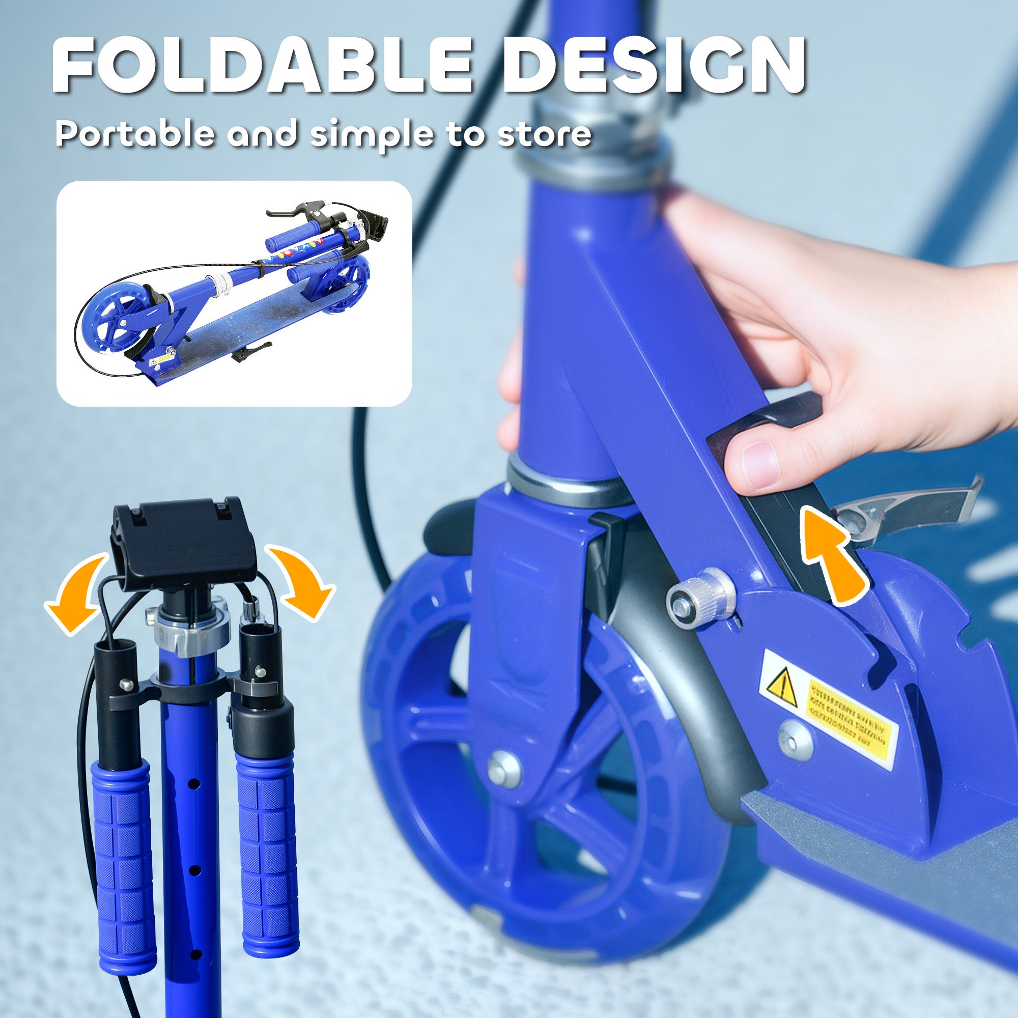 AIYAPLAY Scooter for Kids Ages 3-8 with Adjustable Handle, 2 Light up Wheels, Handbrake & Rear Brake for Girls and Boys, Blue - North Peak Garden Furniture